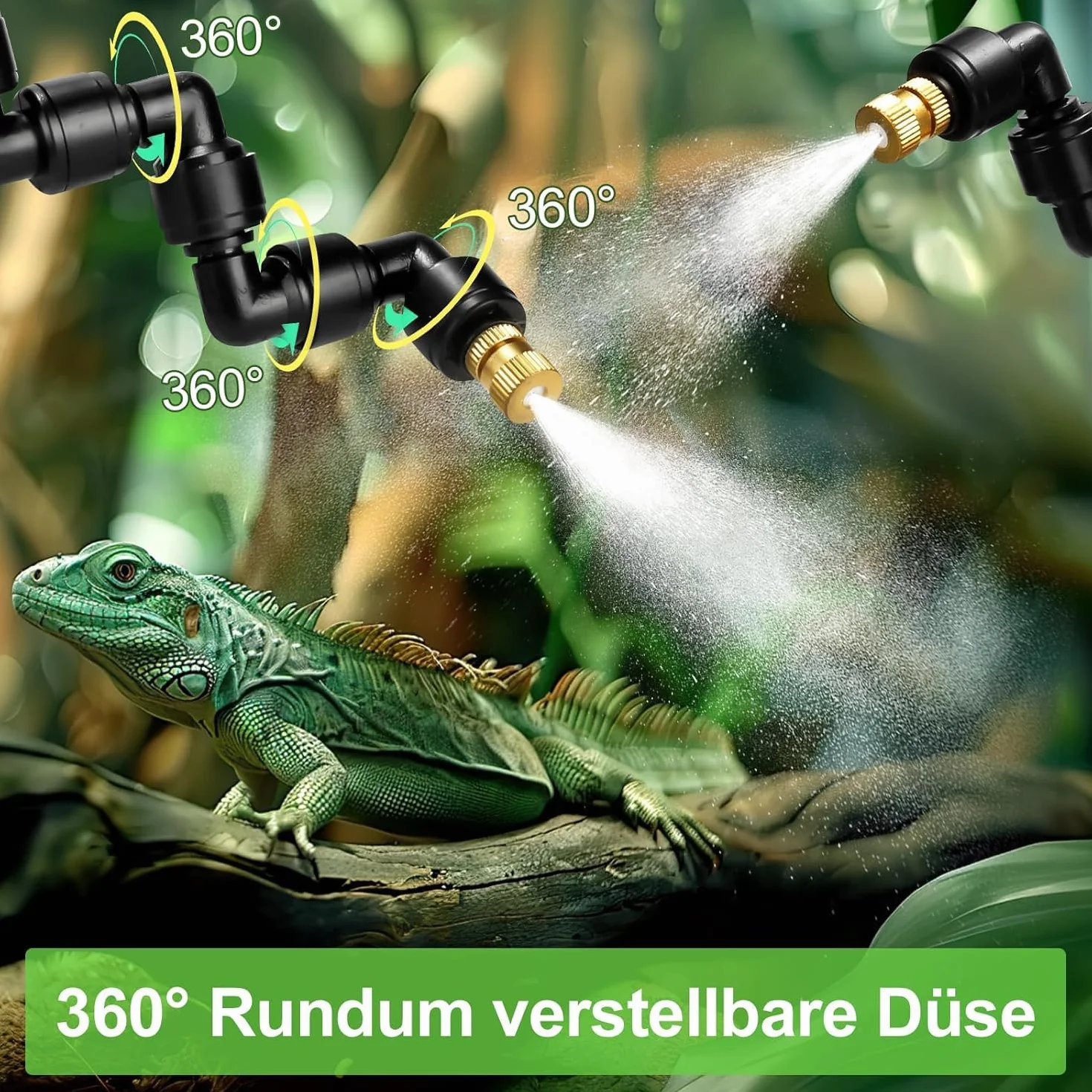 Nawilżacz powietrza terrarium, inteligentny system mgiełki gadów z dyszami natryskowymi o 360°, timer i pilot zdalnego sterowania na telefon komórkowy, automatyczna praca, przezroczysty, mosiądz