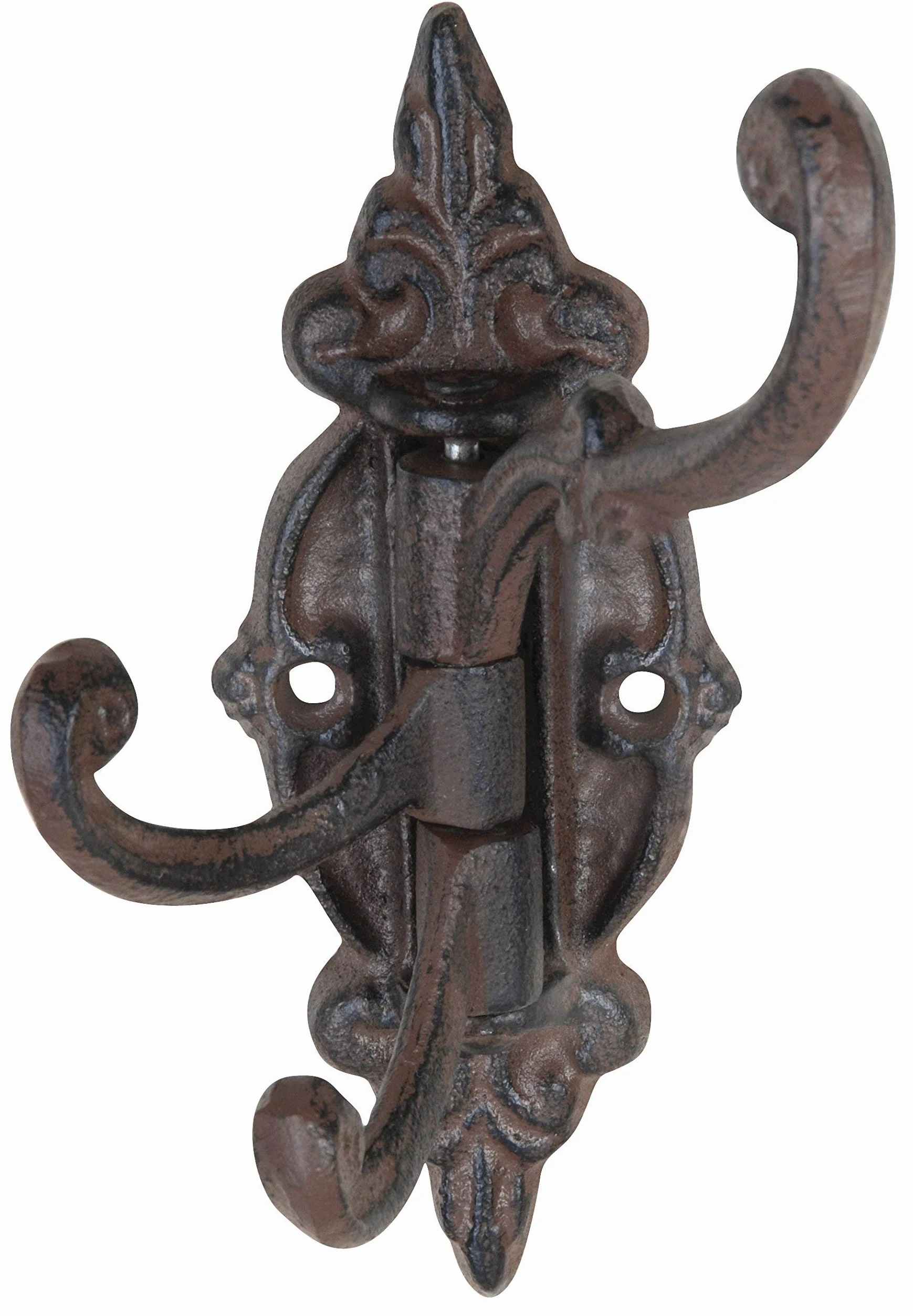 Esschert Design Haczyki ścienne, wieszak na płaszcze obrotowe, w kolorze rdzawobrązowym, ok. 5,7 cm x 9,3 cm x 14 cm