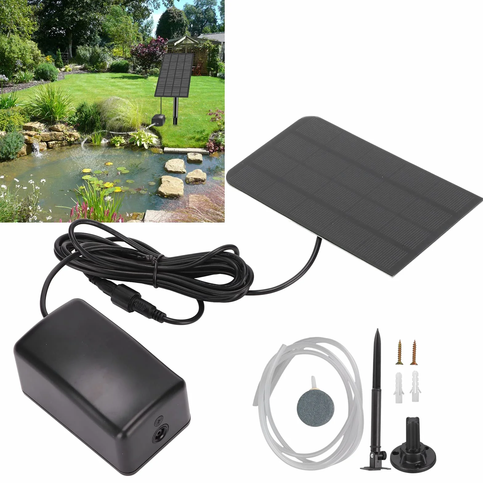 lyrlody Solarna Pompa Tlenowa 2,5 W Przenośny Aerator do Zbiornika na Ryby