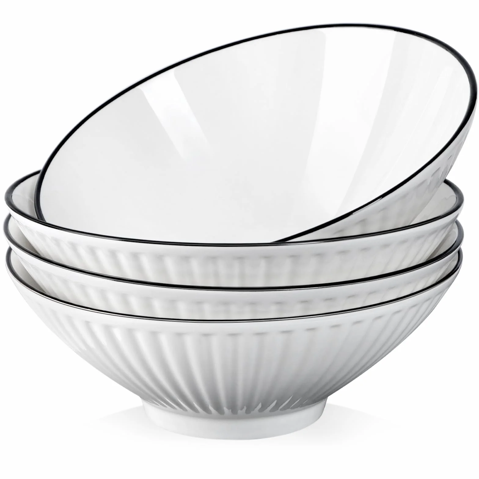 NUTRIUPS Zestaw Misek do Ramenu 20 cm, Ceramiczne Miski do Zupy z Makaronem, Pho i Sałatek, Bezpieczne w Kuchence Mikrofalowej i Zmywarce