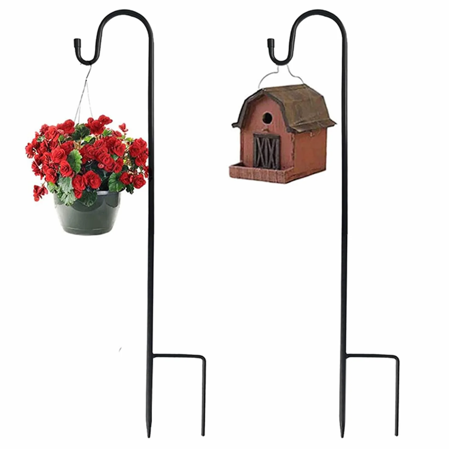 Haczyk do pasterza ogrodowego, 120 cm kij latarniowy pasterza pałeczka, metalowy kij ogrodowy z haczykiem latarnia hak pasterski łuk, 4 szt
