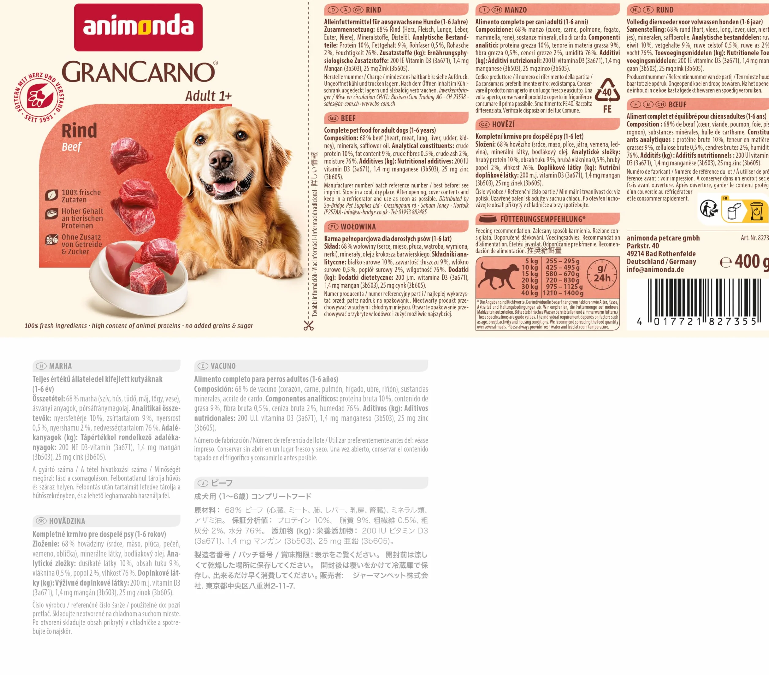 Animonda Vom Feinsten Grancarno Adult Karma dla Psów, Wołowina, 6 x 400 g