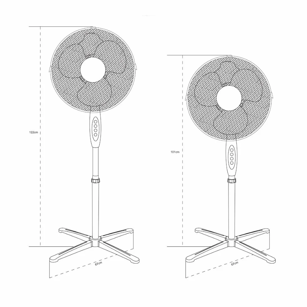 wonderlamp - Wentylator stojący Luno, 3 prędkości, 40 W, głowica oscylacyjna, zdejmowana kratka, biała