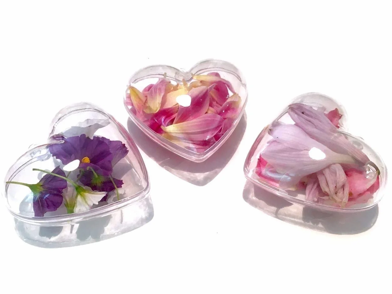 Crystal King Akrylowe kulki serca, 10 cm, podzielne, przezroczyste, kulka, 10 sztuk, 100 mm