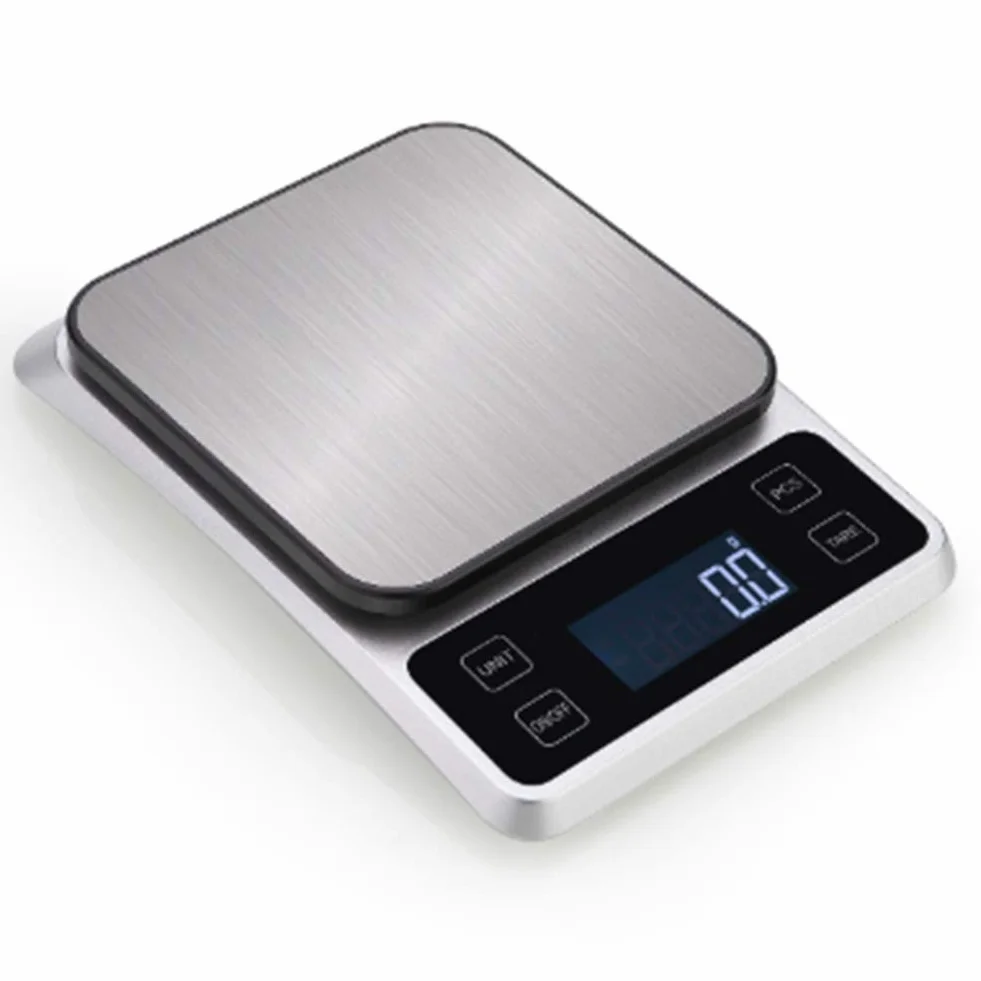 Cyfrowa waga do kawy w prostym stylu Kuchnia waga spożywcza, wyświetlacz LCD, obieranie, precyzyjna waga elektroniczna odpowiednia do użytku domowego (5KG/1g)
