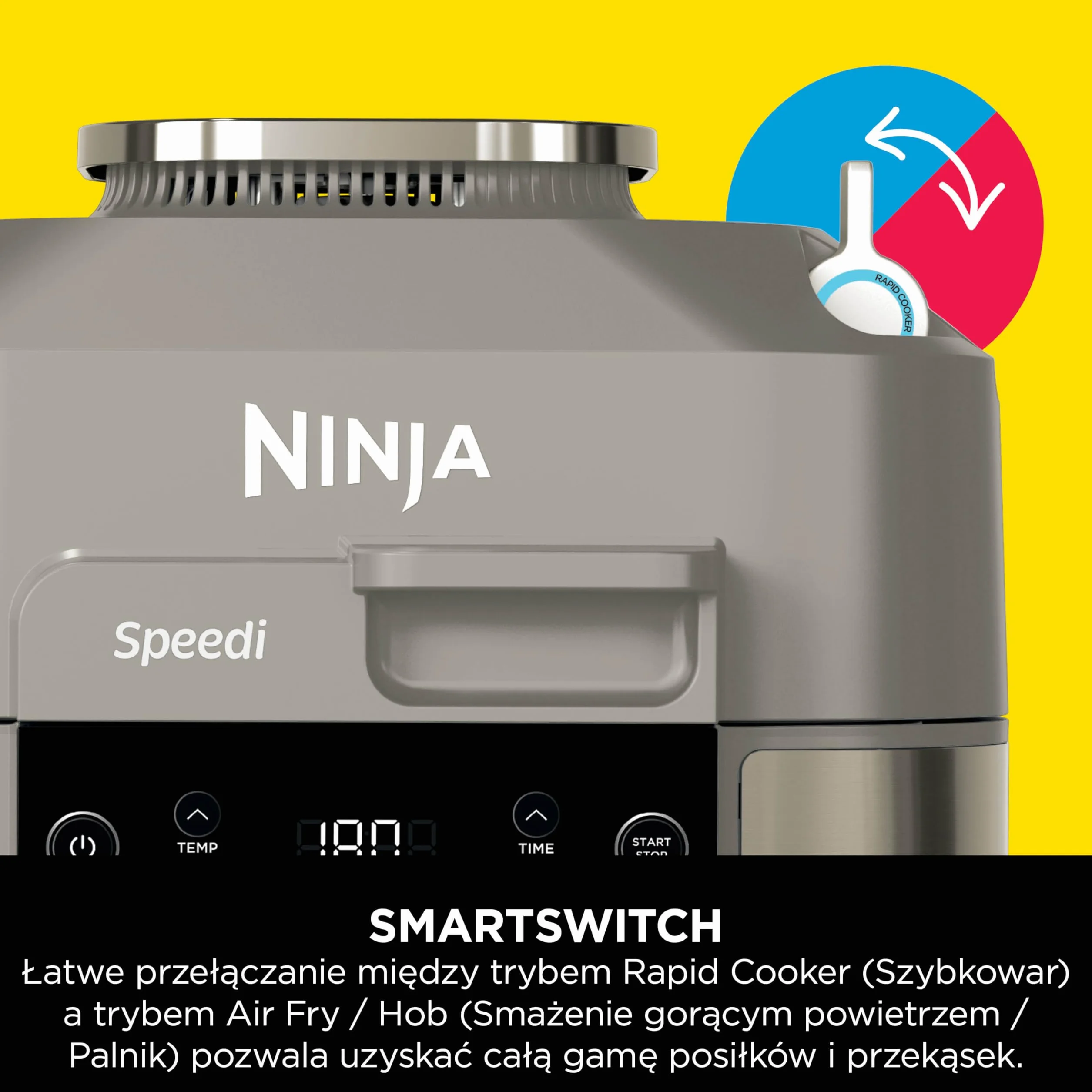 Ninja Speedi 10 w 1, frytkownica beztłuszczowa i multicooker, 5,7 l, parowar, grill, ciasta, pieczenie, smażenie, wolnowar, posiłki dla 4 osób w 15 minut, zzłoty odcień kamienia, ON500EUSTGD
