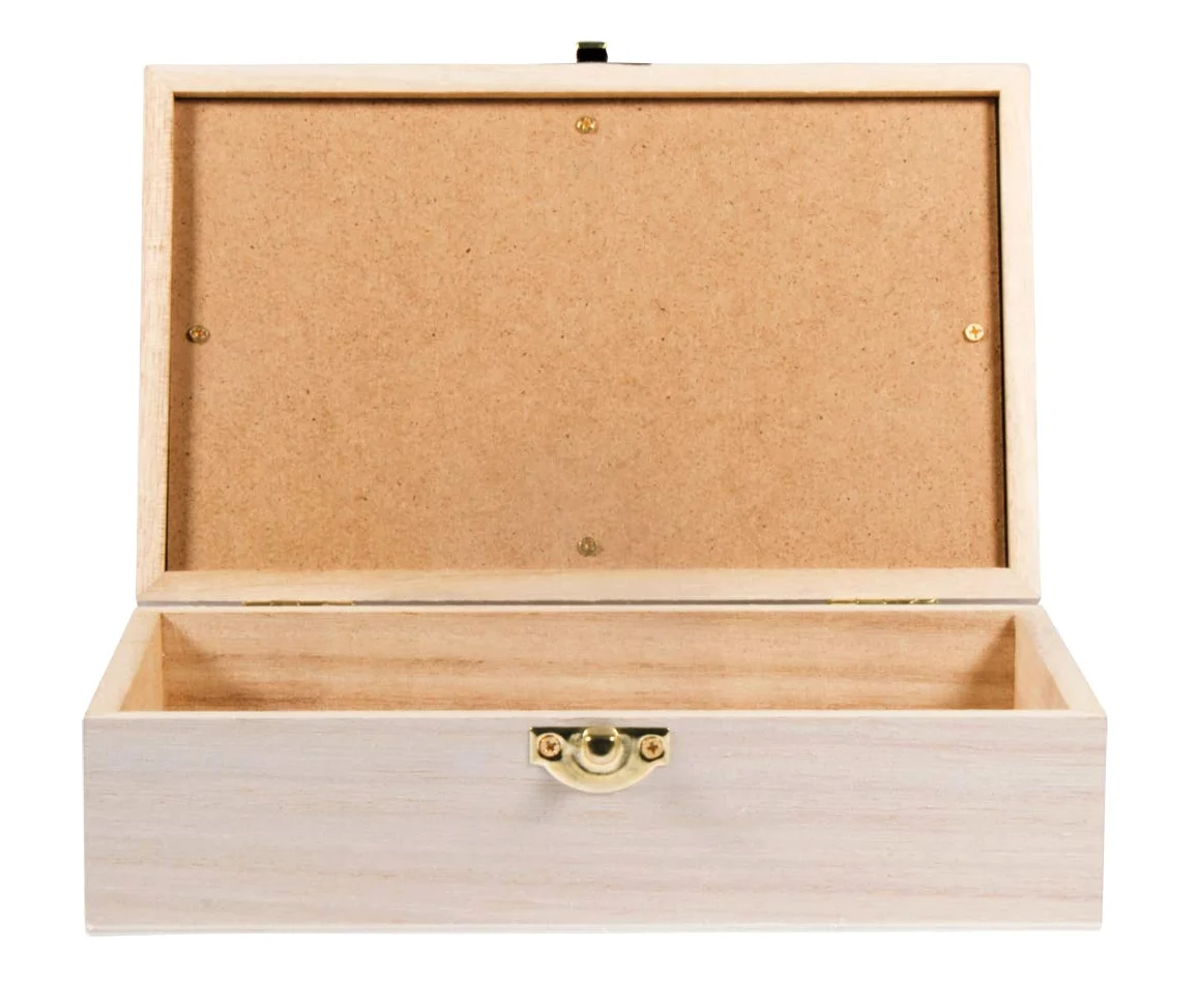 Rayher 62945505 drewniane pudełko z pokrywką, FSC100%, naturalne, 20 x 12,5 x 6,5 cm