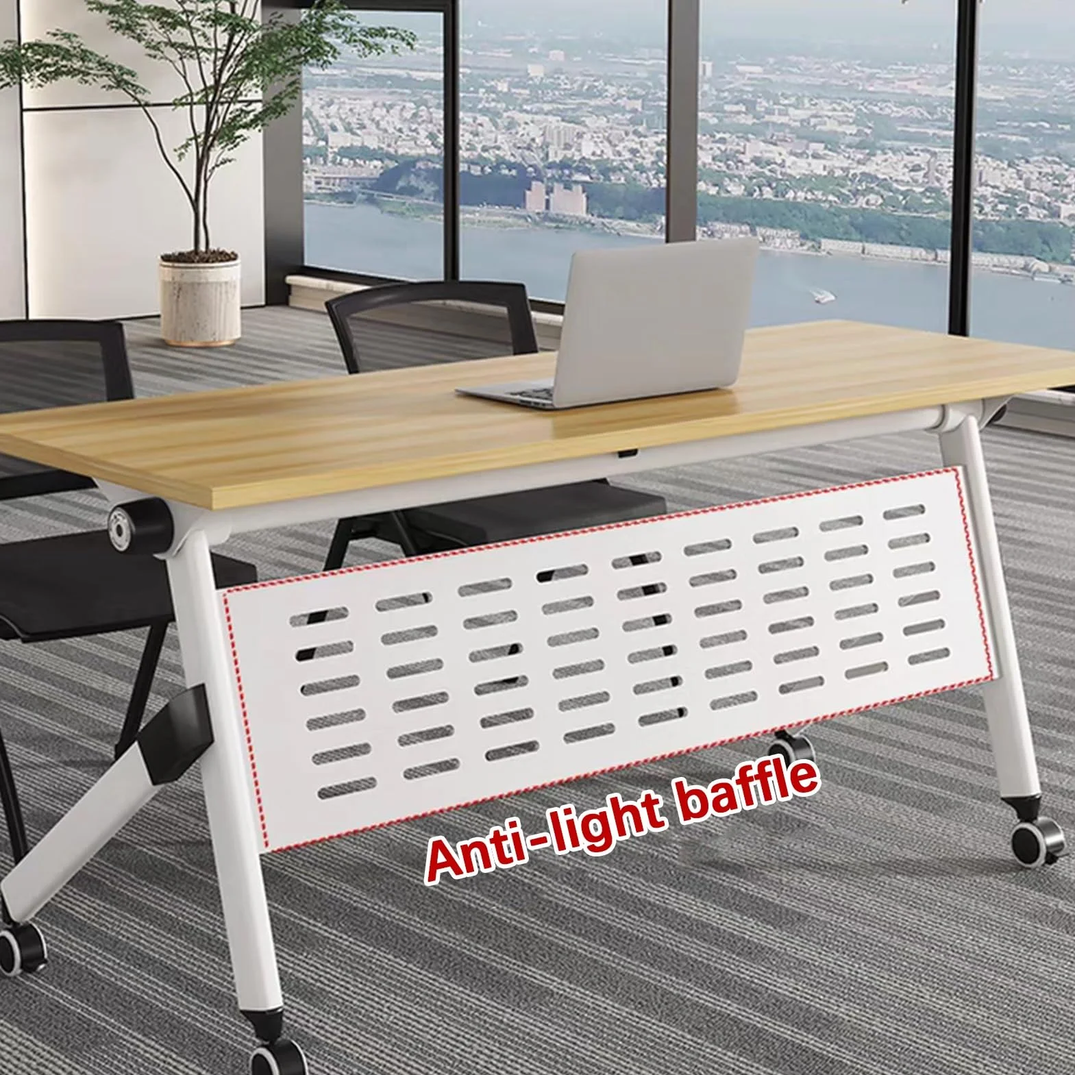 Składany stół konferencyjny z kółkami blokującymi, mobilne biurko treningowe do małych przestrzeni, przenośny stół biurowy, 120 x 60 x 75 cm, idealny na spotkania i imprezy