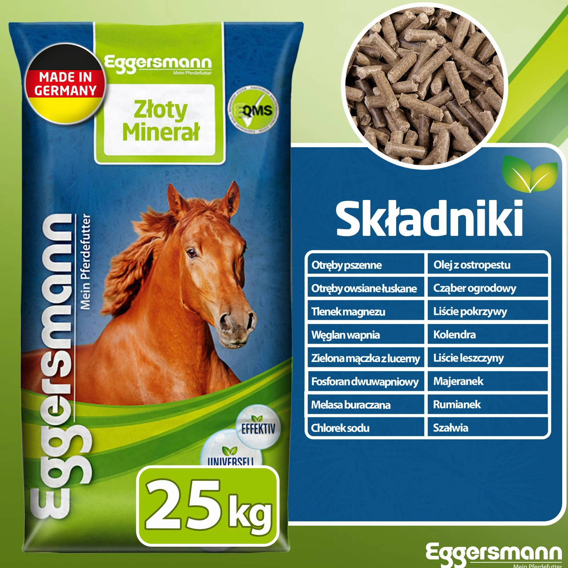 Eggersmann Golden Mineral - Karma mineralna dla koni i kucyków - suplement do podstawowej diety - 25 kg