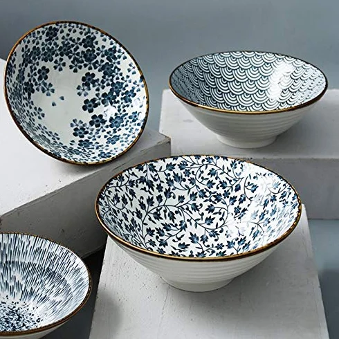 Duża ceramiczna miska ramen, 23 cm, 1500 ml, retro miska do zupy do ramenu, Udon, Soba, Pho i azjatyckiego makaronu - idealna do jadalni i rozrywki