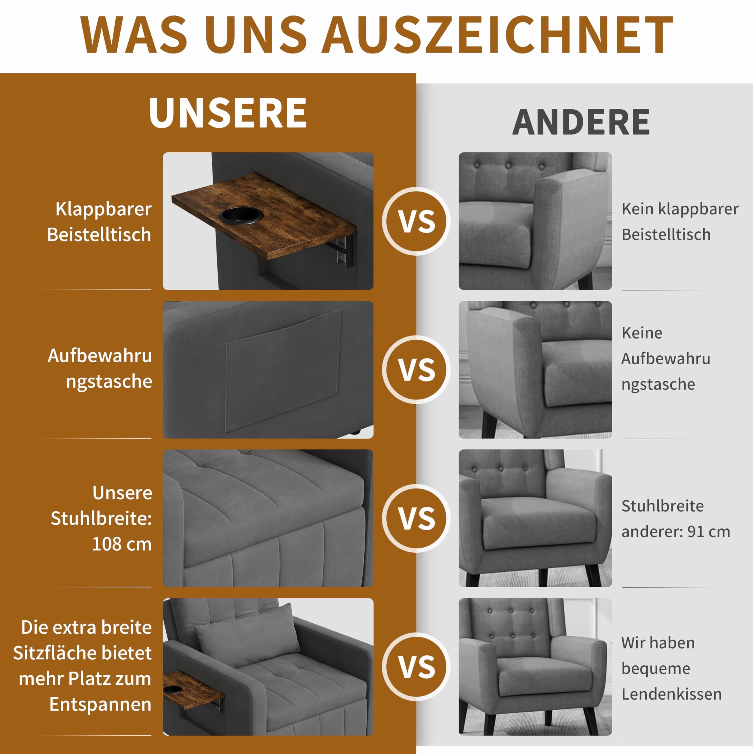 Mała sofa z funkcją spania 3 w 1, rozkładane łóżko 190 cm z kieszenią boczną, fotel do spania, fotel relaksacyjny, rozkładana sofa, taboret do spania z funkcją łóżka do 200 kg, szary materiał