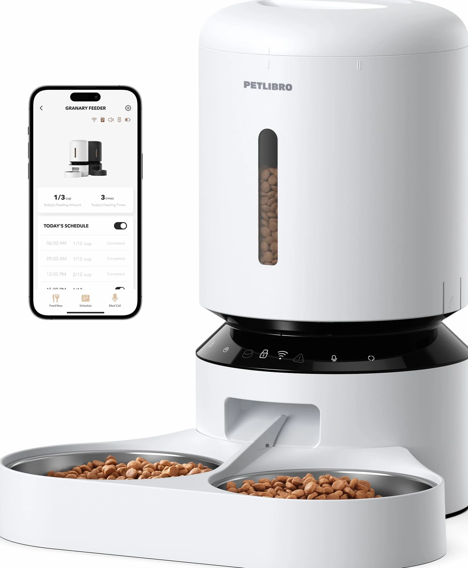 PETLIBRO 5 l automat do karmy dla 2 kotów i psów, z aplikacją, 5 G WLAN, automatyczny dozownik karmy dla kotów z czujnikiem niskiego niedoboru karmy, 1-10 posiłków dziennie