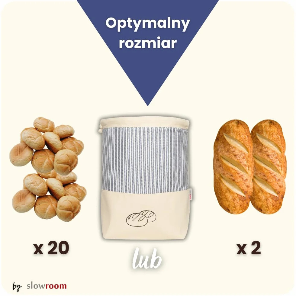 slowroom Worek na chleb do przechowywania chleba i utrzymania świeżości 3 w 1 – kosz na chleb z materiału – torba na pieczywo z bawełny – chlebak 32 x 35 cm, niebieski