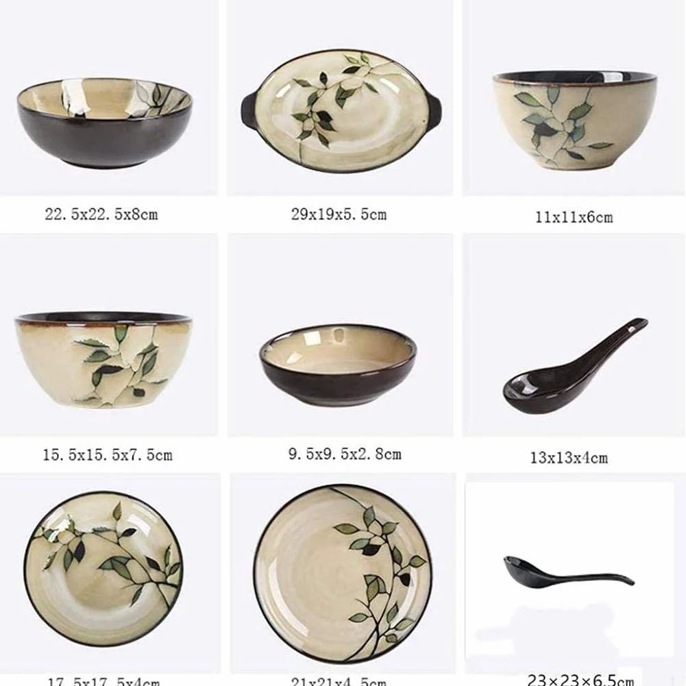 28-częściowy zestaw obiadowy z motywem liści Zestaw porcelanowej zastawy stołowej Talerze obiadowe Talerze do zupy i talerze deserowe Filiżanki i spodki