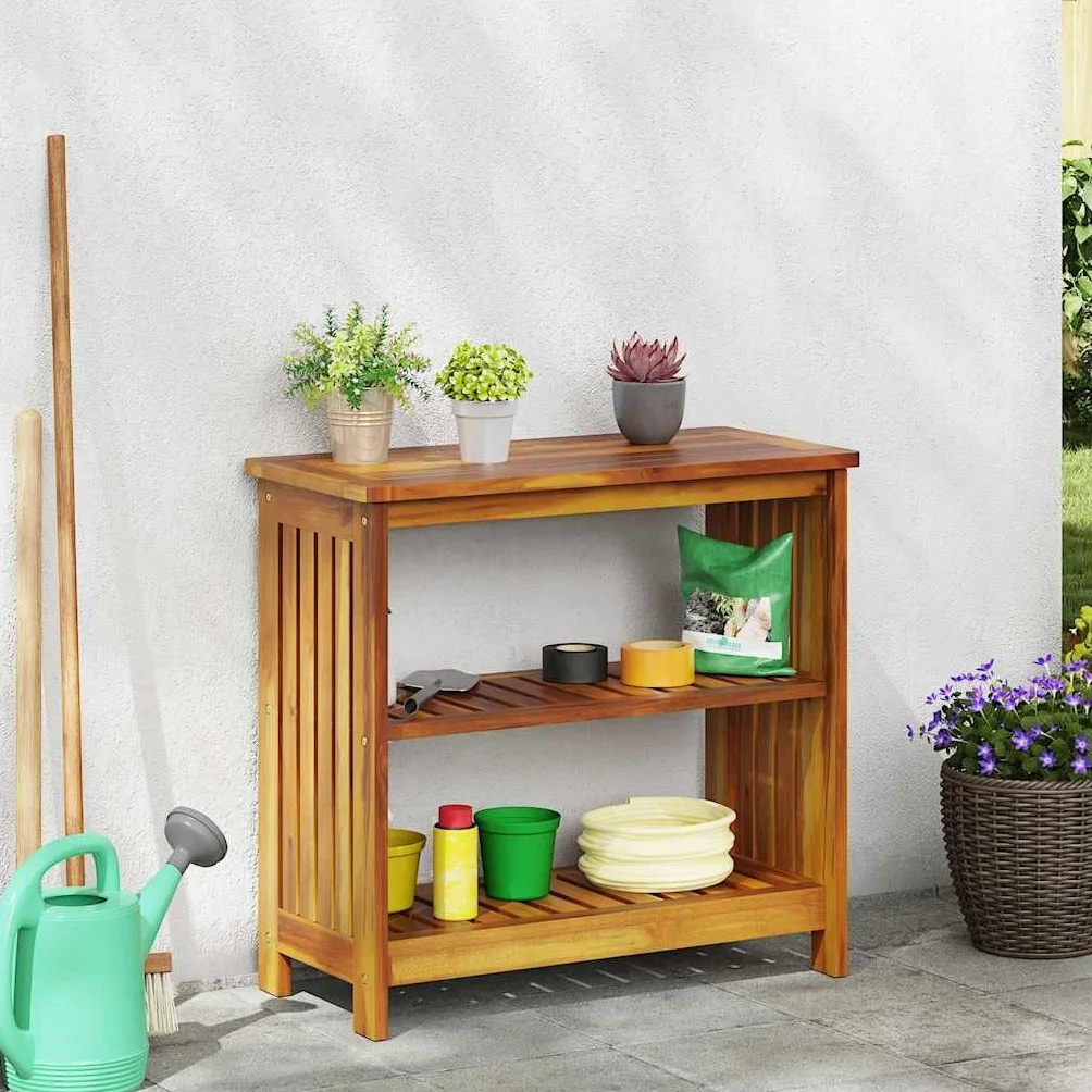 vidaXL Szafka ogrodowa Naturalny 75 x 35 x 70cm Lite Drewno Akacji, Nowoczesna szafka ogrodowa z akacji, przechowalnia narzędzi, solidne drewno, odporna na warunki pogodowe