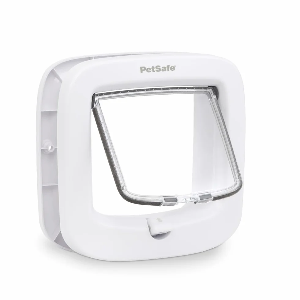 PetSafe Ręczny Zamek w Drzwiach dla Kotów - 4-Stronny Zamek, Energooszczędny, Łatwa Instalacja - Biała