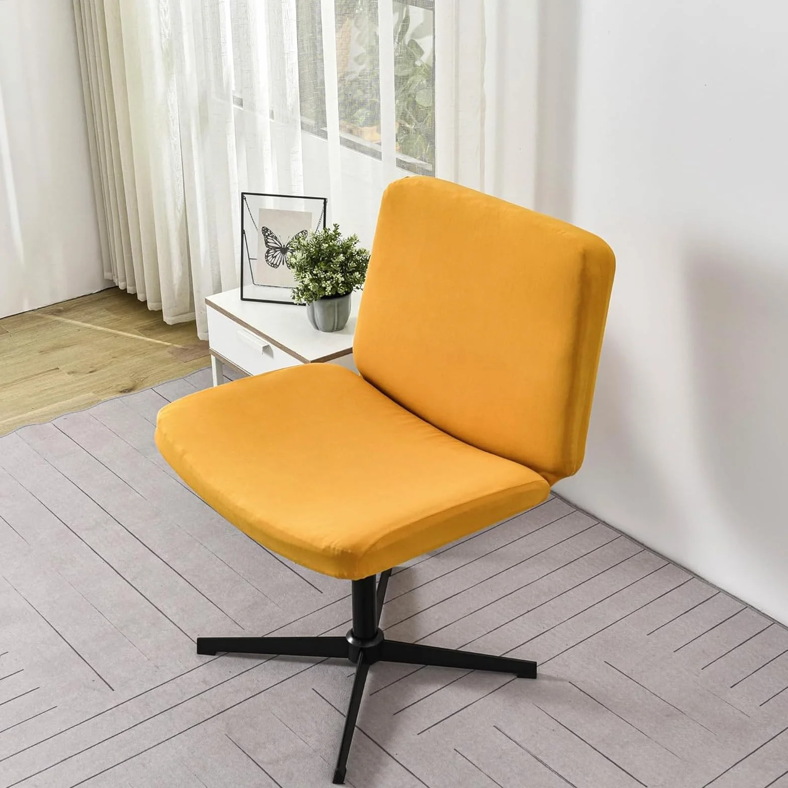 Pokrowiec Na Krzesło Biurowe Velvet Criss Cross Stretch Armless Protector - Uniwersalny(Yellow,1 piece)