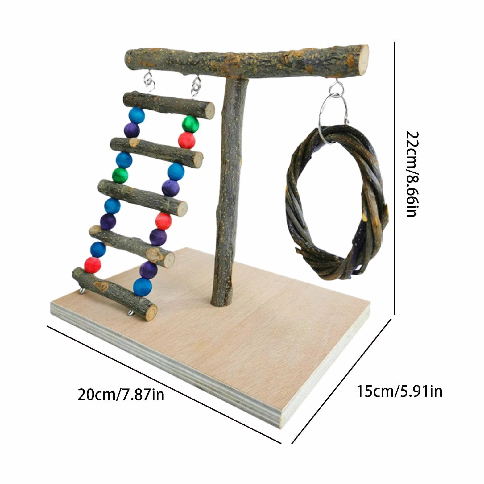 Parrot Playground, Natural Wood Parrot Perch, Bird Play Stand, Tabletop Parrot Perch, Bird Playstand Training Playground, Bird Cage Toys For Cockatiels, Parrot Perch Play Stand, Bird Perch For Parrots