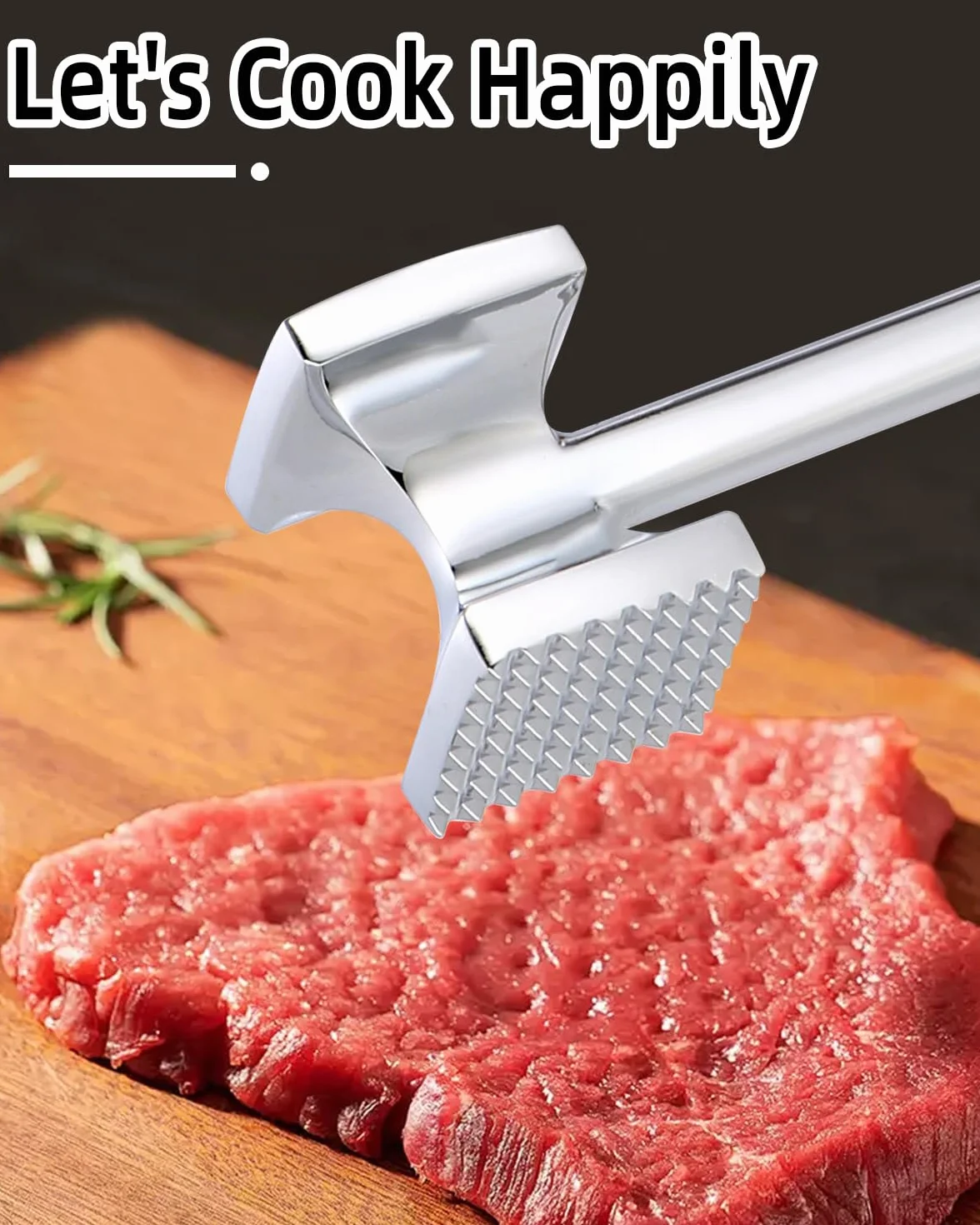 Młotek do mięsa Tłuczek do mięsa ze stali nierdzewnej 27 cm Dwustronny Tłuczek do mięsa z powłoką przeciw przywierania Młotek do mięsa do stek, kotletów, żeber wieprzowych, kurczaka