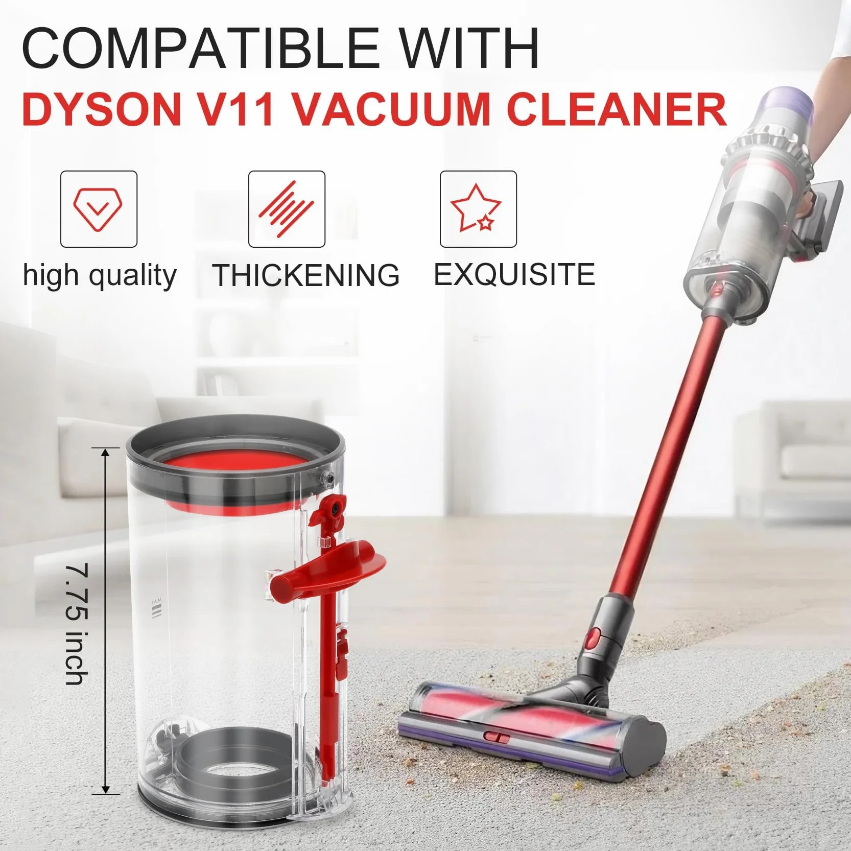 SQLJYU Przezroczysty pojemnik na kurz do odkurzacza Dyson V11 / V15, akcesoria do odkurzacza Dyson, część zamienna, wiadro do odkurzacza Dyson części zamienne