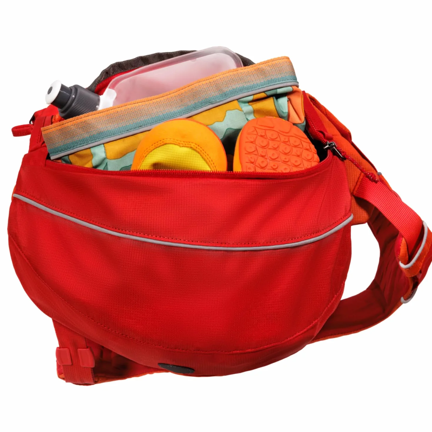 RUFFWEAR Palisades Pakiet dla zwierząt domowych, modułowa torba dla psa i torba podróżna, lekki plecak dla psa na wędrówki i spacery z wbudowaną uprzężą, rozmiar M, czerwona porzeczka
