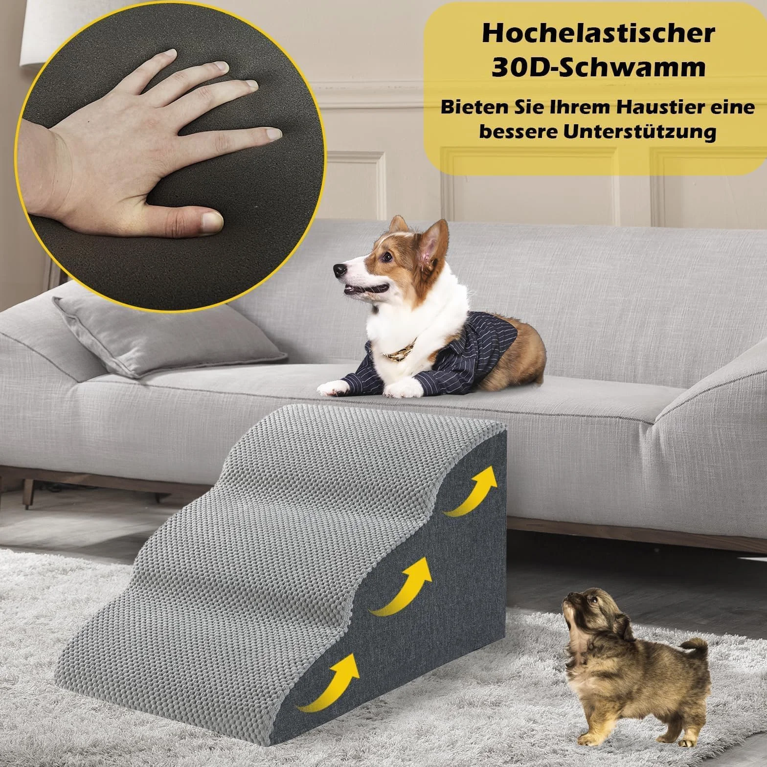 VERTUPET Schody dla psów o wysokości 30 cm, dla zwierząt domowych, 50 kg, dla małych psów