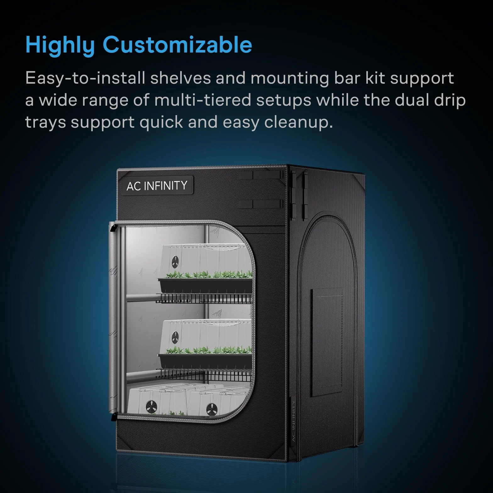 AC Infinity CLOUDLAB Advance Propagation Grow Tent 2000D diamentowe płótno mylarowe, orientacja pionowa lub pozioma, mini namiot do kiełkowania, klonowania, grzybów, wczesnej uprawy roślin w