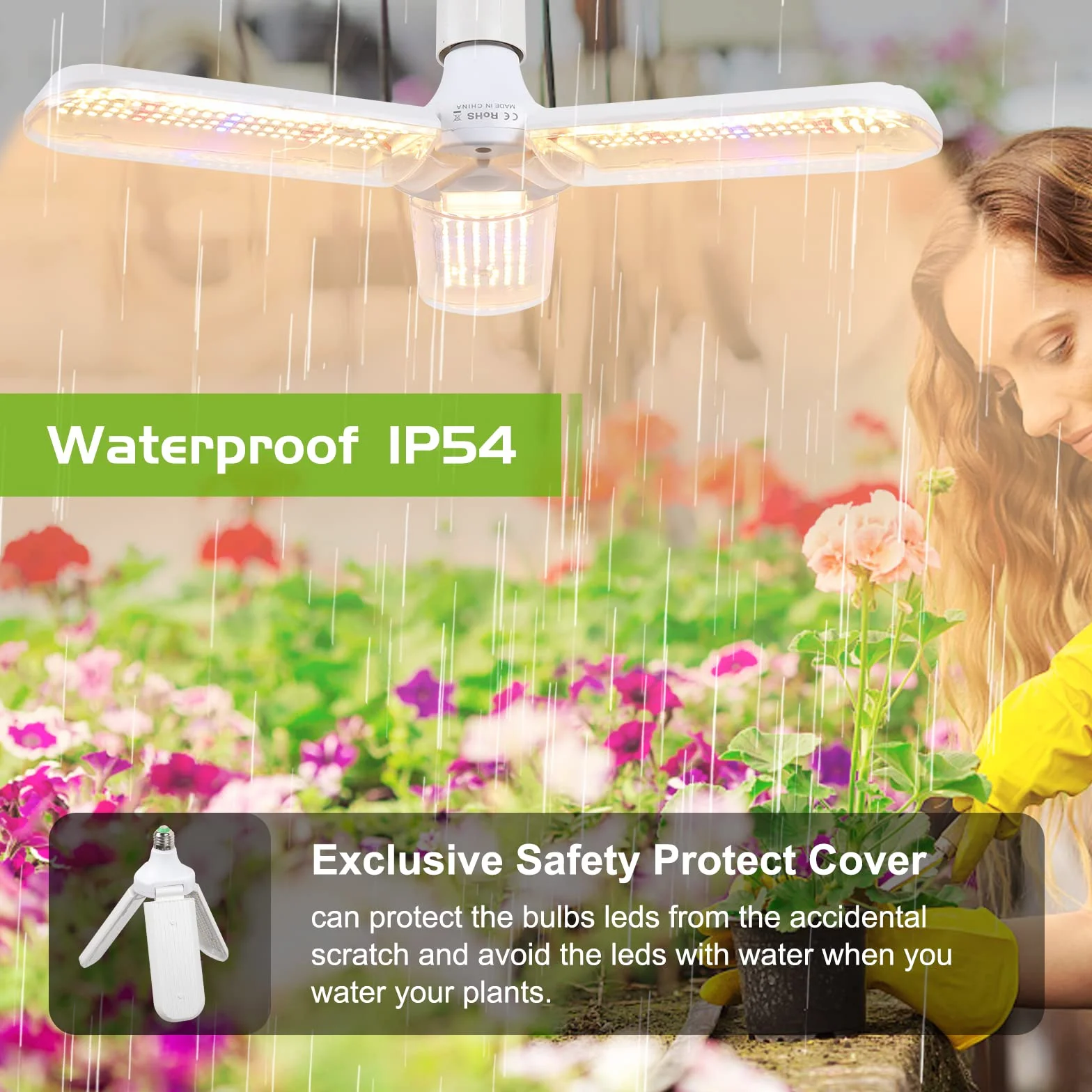 Żarówka LED do uprawy 150 W, pełne spektrum, żarówka roślinna z 414 diodami LED do roślin domowych, gniazdo E26/E27, lampa do uprawy hydroponicznej, do ogrodu, szklarni, sukulentów, warzyw i kwiatów