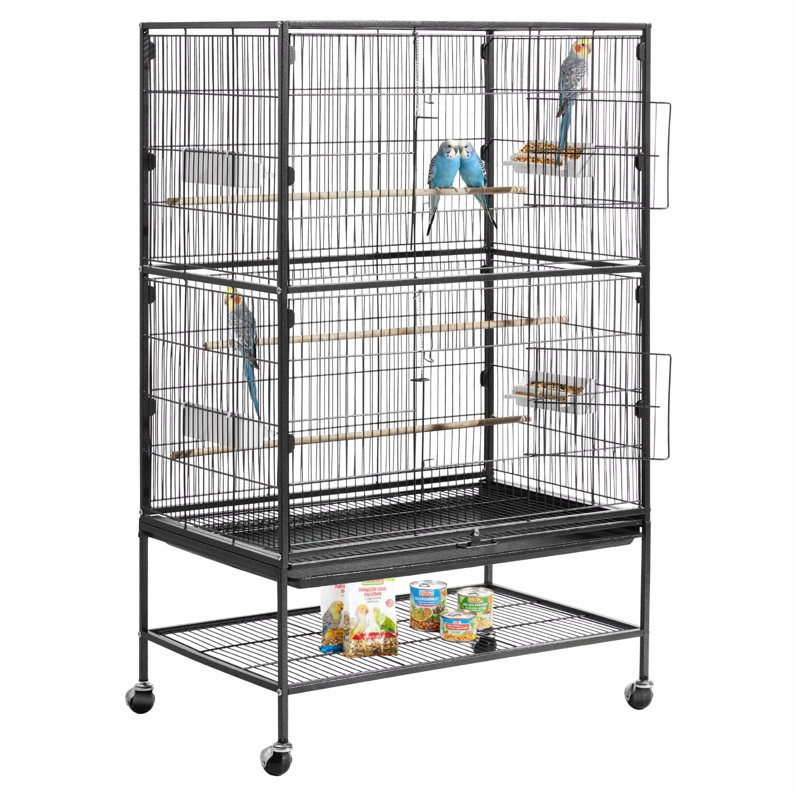 VEVOR Klatka dla ptaków 80 x 52 x 132 cm woliera z grzędziami i tacą