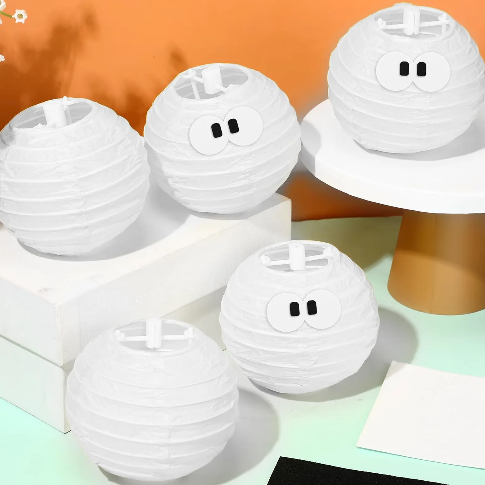 10 białych papierowych lampionów, 7,5 cm, chiński lampion, jedwabny pompon, dekoracja pokoju dziewczęcego, na wesele, przyjęcie urodzinowe, przyjęcie w ogrodzie