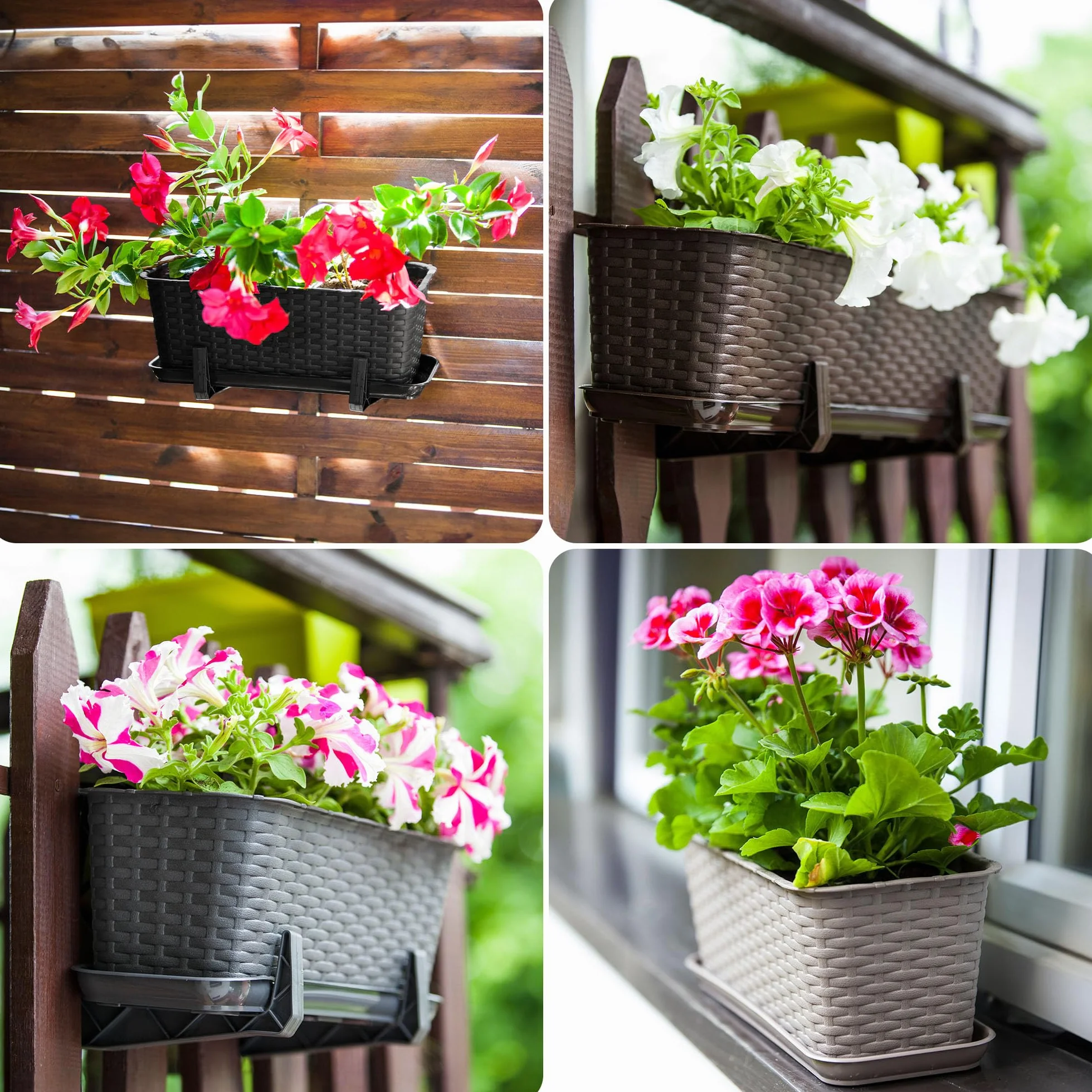 KADAX Zestaw 4 szt. Skrzynki balkonowe 60 cm, antracyt, na balkon i do ogrodu, są odporne na warunki atmosferyczne i mają stabilną konstrukcję.