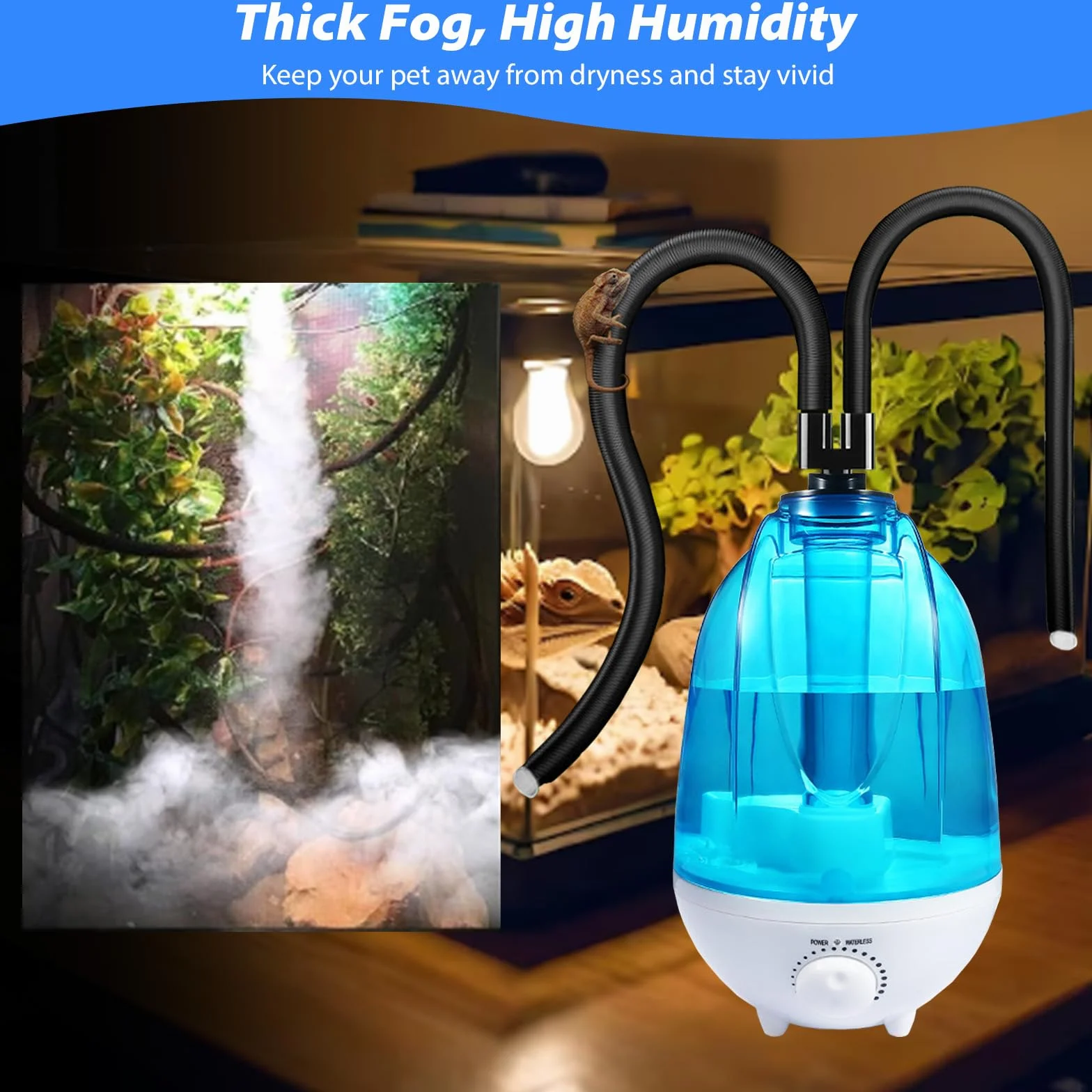 Nawilżacz powietrza do terrarium 4 l 300 ml/h z oświetleniem nocnym