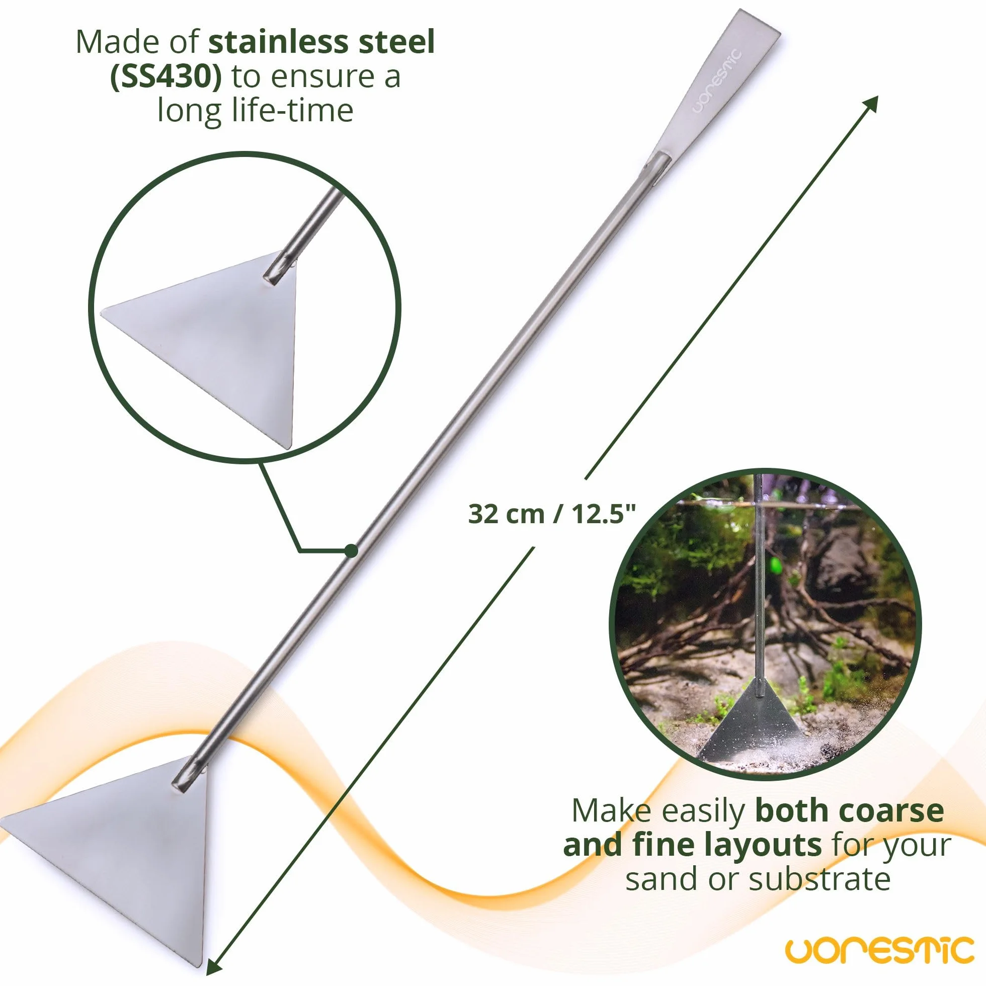 Zestaw Akcesoriów do Akwarium 4 w 1 - Zakrzywione Nożyczki do Akwarium 25 cm, Zakrzywione i Proste Pęseta do Akwarium 27 cm, Szpatułka do Akwarium z Piaskiem 32 cm – Do Roślin Akwarium i Terrariowych