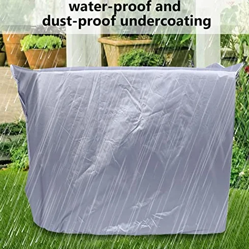 Square Air Conditioner Cover, 3 Sizes Anti-Dust Anti-Snow Waterproof Dustproof Sunproof Window Air Conditioner Protects with Tie Rope for Home Outdoor Use(Silver)[#3 94 * 40 * 73cm]