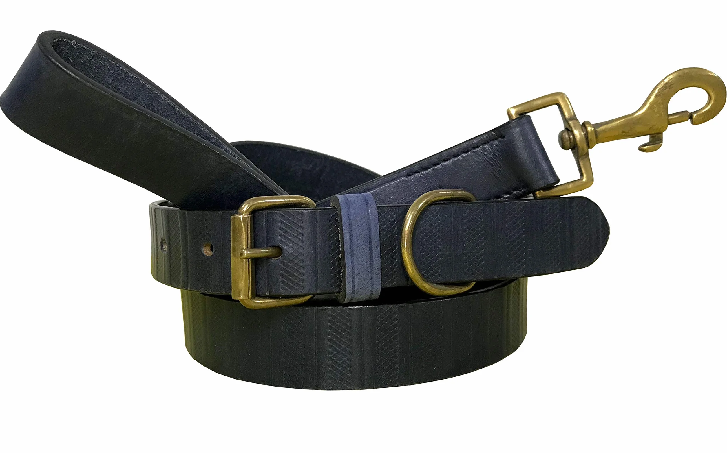 Genuine Leather Dog Collar and Lead Set - S (12-15 Inches)