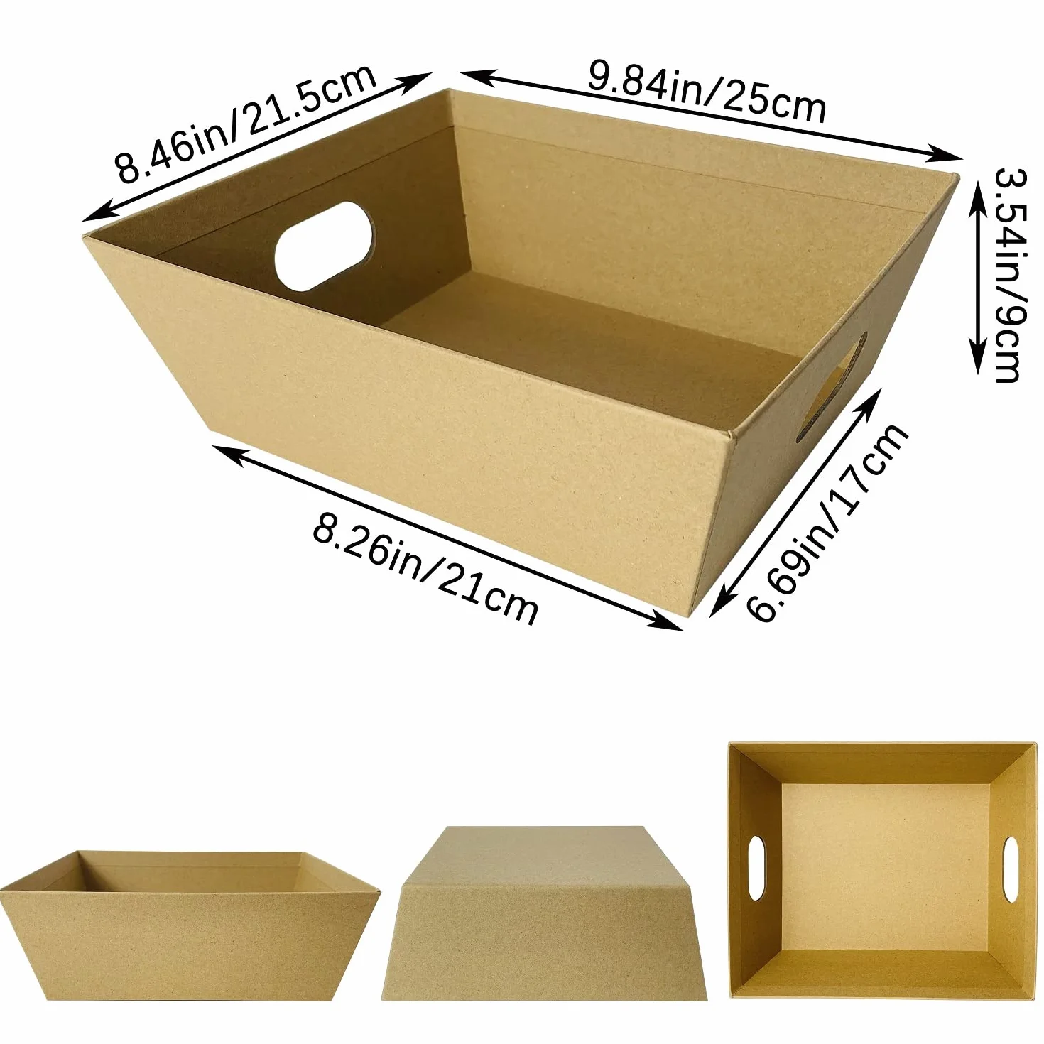 Baskets For Gifts Empty, 6 PCS Sturdy Diy Bulk Gift Basket Kraft Market Tray Cardboard Basket With Handles, Gift Baskets Kit Supplies Wrap To Fill For Birthday Christmas Valentines Thanksgiving