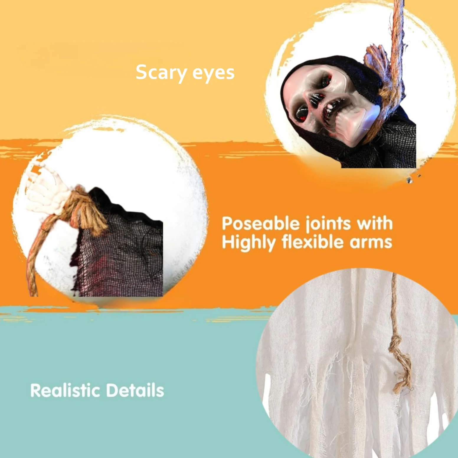Dekoracje na Halloween: Szkielety i Duchy Wiszące, Horrorowe Żniwiarze z Peleryną Latającą, Ogród i Imprezy Halloween