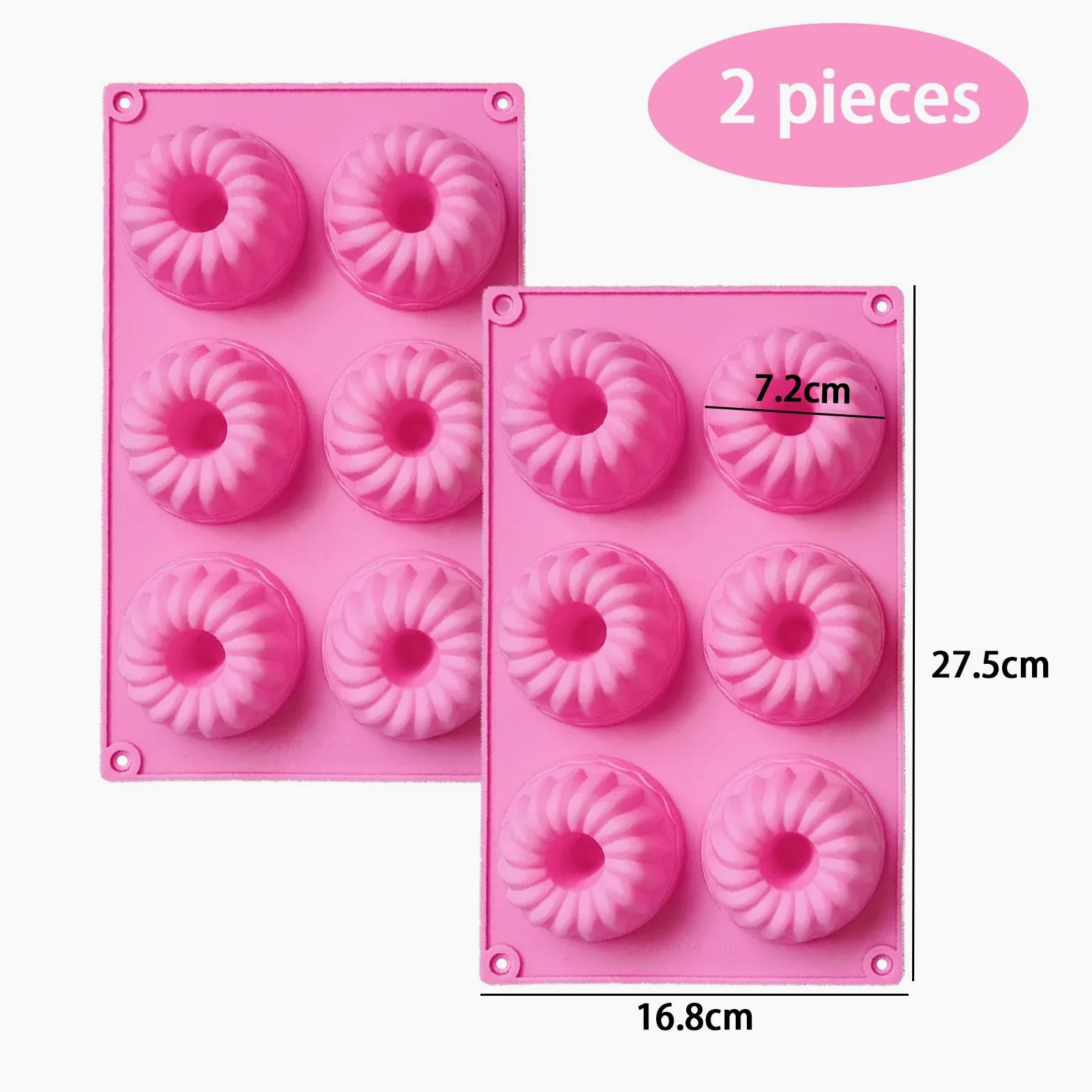 KEELYY 2 sztuki mini foremek silikonowych, Ø 7 cm, forma do babeczek, małe foremki do ciast, do wielokrotnego użytku