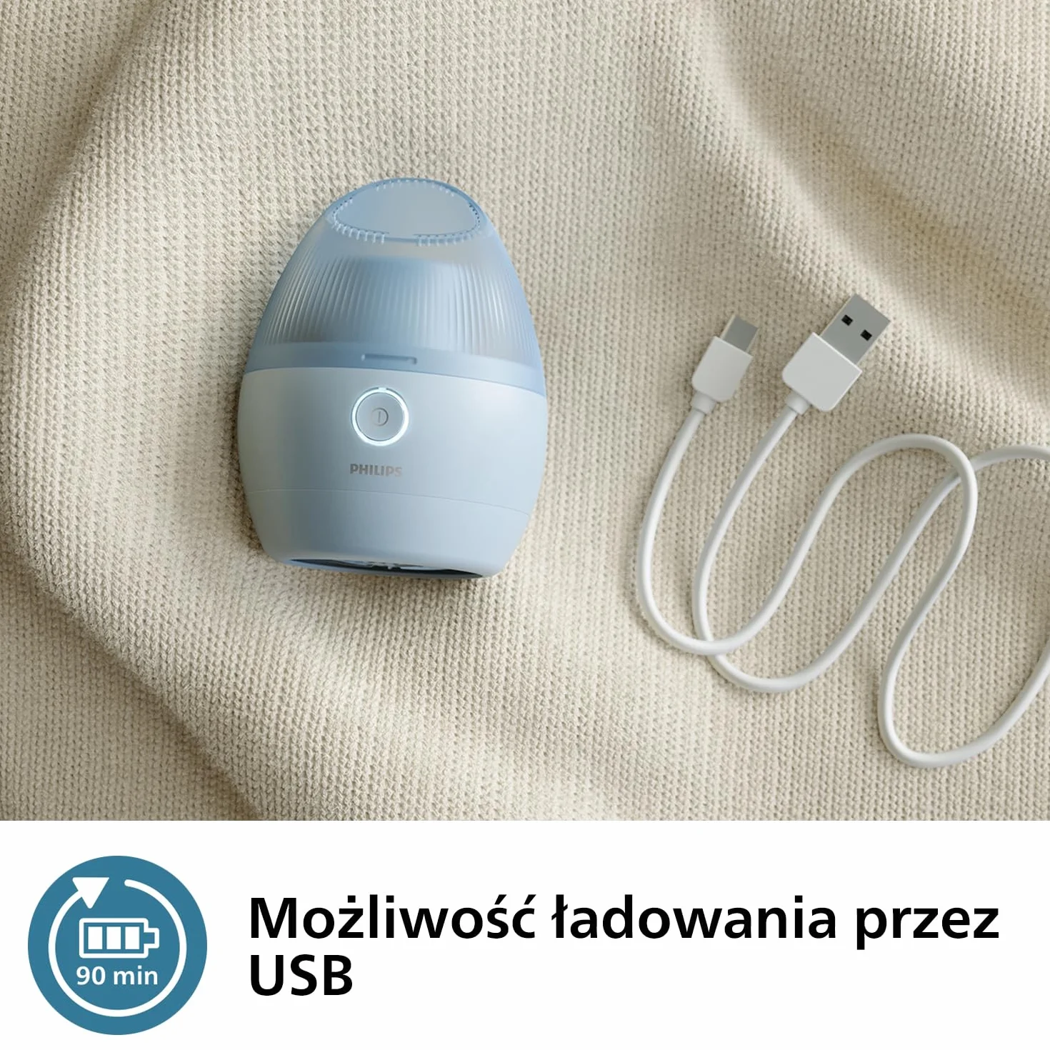 Philips Golarka Do Tkanin serii 1000, Akumulatorowa Golarka Do Tkanin, Bezpieczna dla wszystkich ubrań, Skuteczne usuwanie wszystkich supełków, Kolor Niebieski (GCA2100/20)