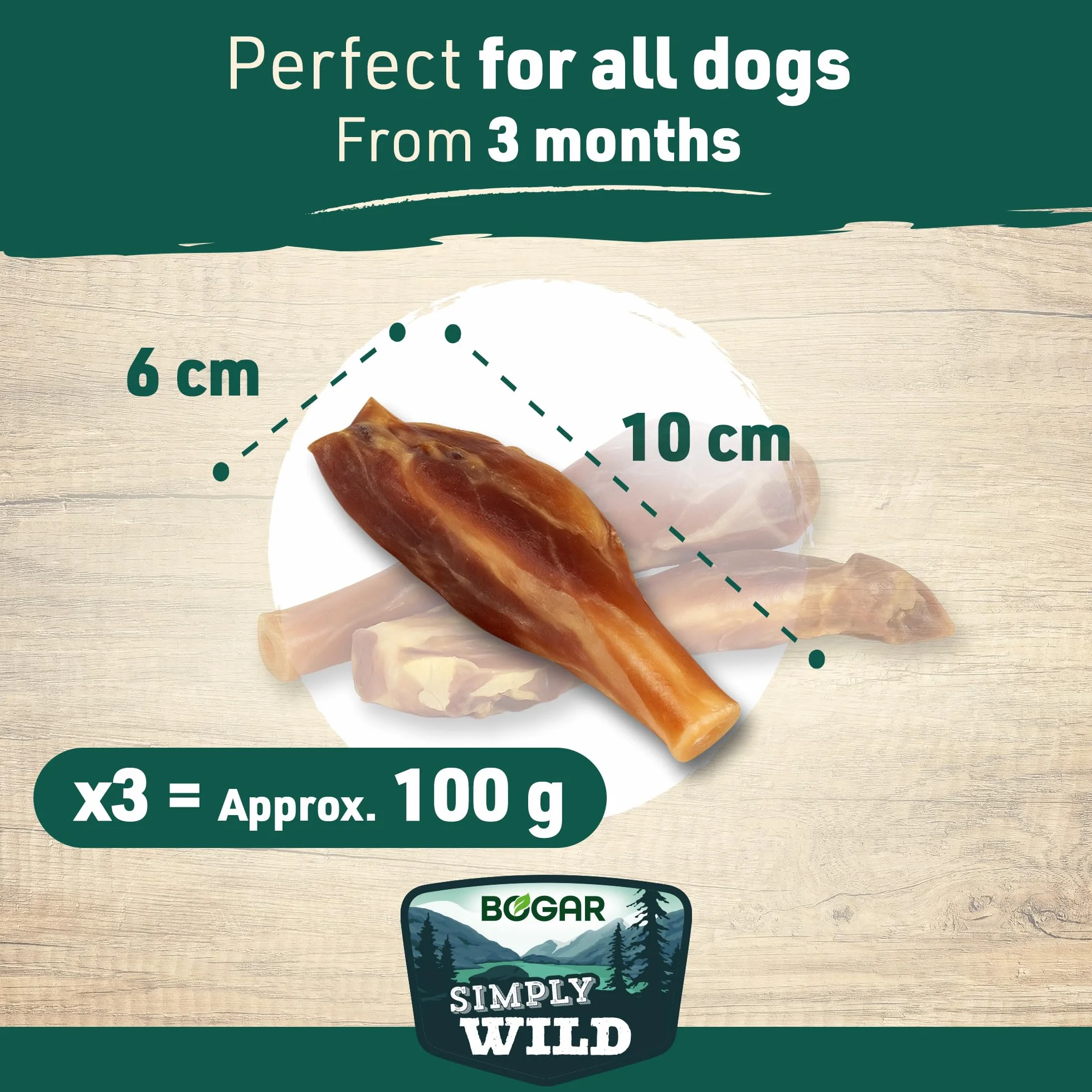 Bogar Simply Wild kość dla psów 2 suszone uszy wieprzowe przysmaki uzupełnienie diety