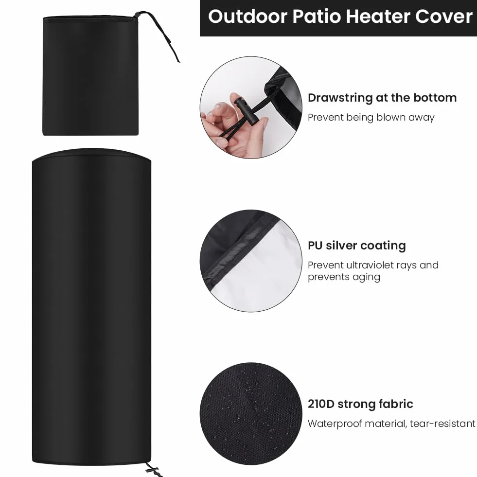 AOOWU Koc grzewczy na patio, 120 x 50 cm okrągły zewnętrzny podgrzewany parasol przeciwsłoneczny, wodoodporne pokrowce grzewcze Oxford, zewnętrzny pokrowiec ochronny do ogrzewania tarasowego