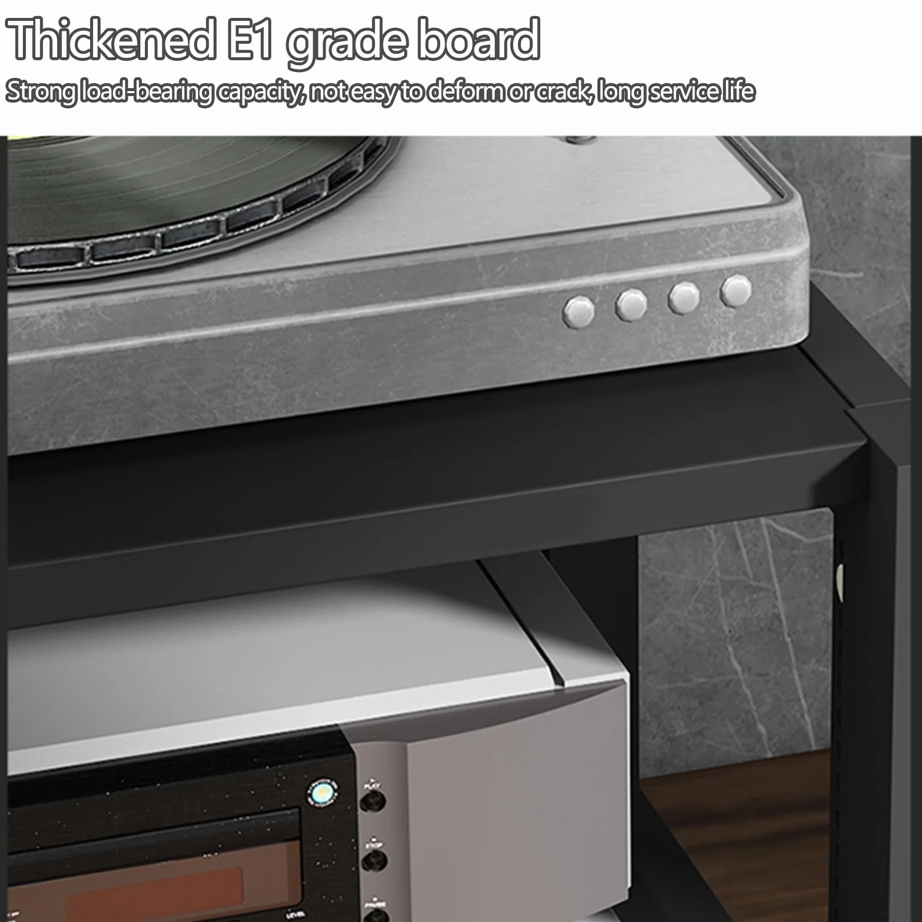 Stojak audio HiFi 2/3/4/5-poziomowa szafka do przechowywania gramofonów, płyt winylowych i odtwarzaczy Blu-ray, konsola multimedialna do przetwornika cyfrowo-analogowego i wzmacniaczy (czarna, 60 x 50