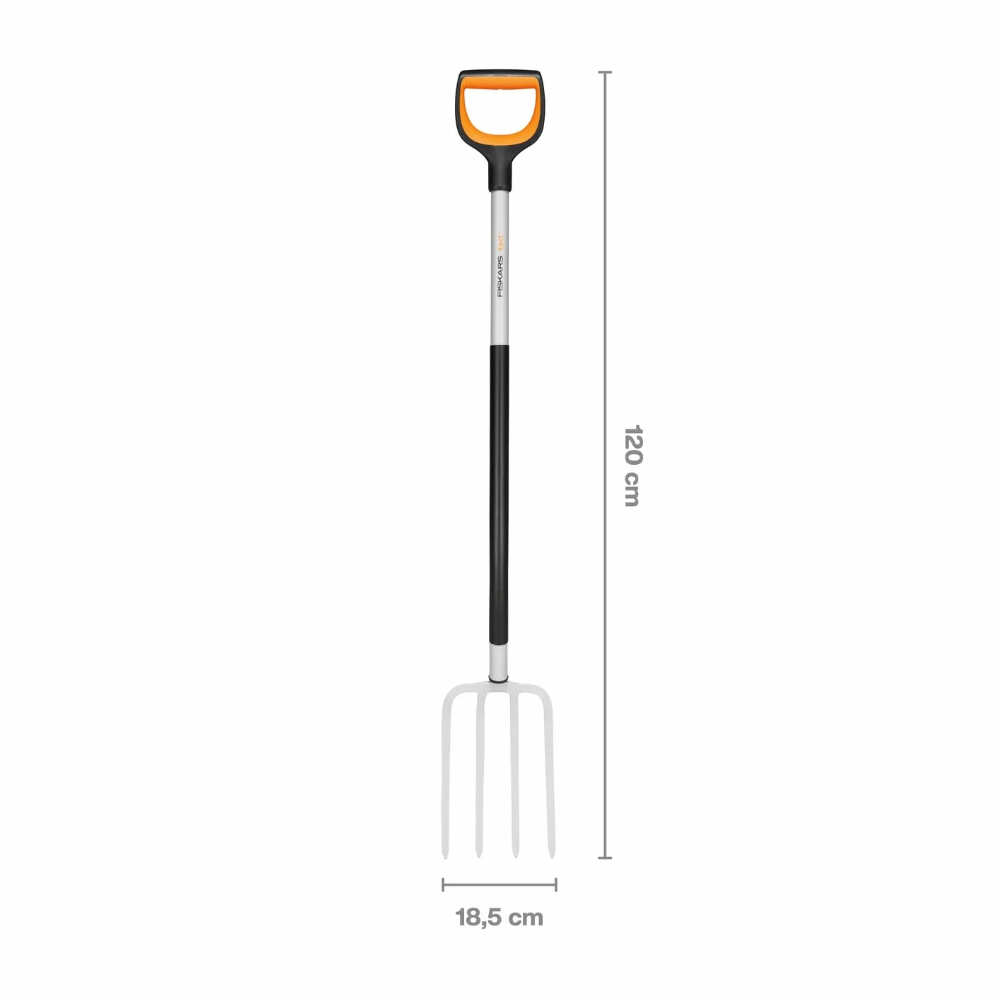 Fiskars Widły szpadlowe do twardych, kamienistych gleb, z 4 zębami, długość: 120 cm, zęby stali / trzonek z tworzywa sztucznego wzmocnionego włóknem szklanym, czarny/pomarańczowy,