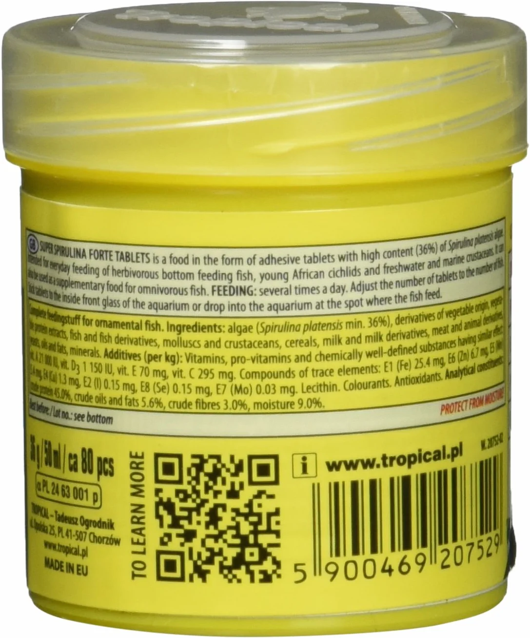 Super Spirulina Forte Tablets 50ml 36g 80 szt. Pokarm roślinny z wysoką zawartością spiruliny