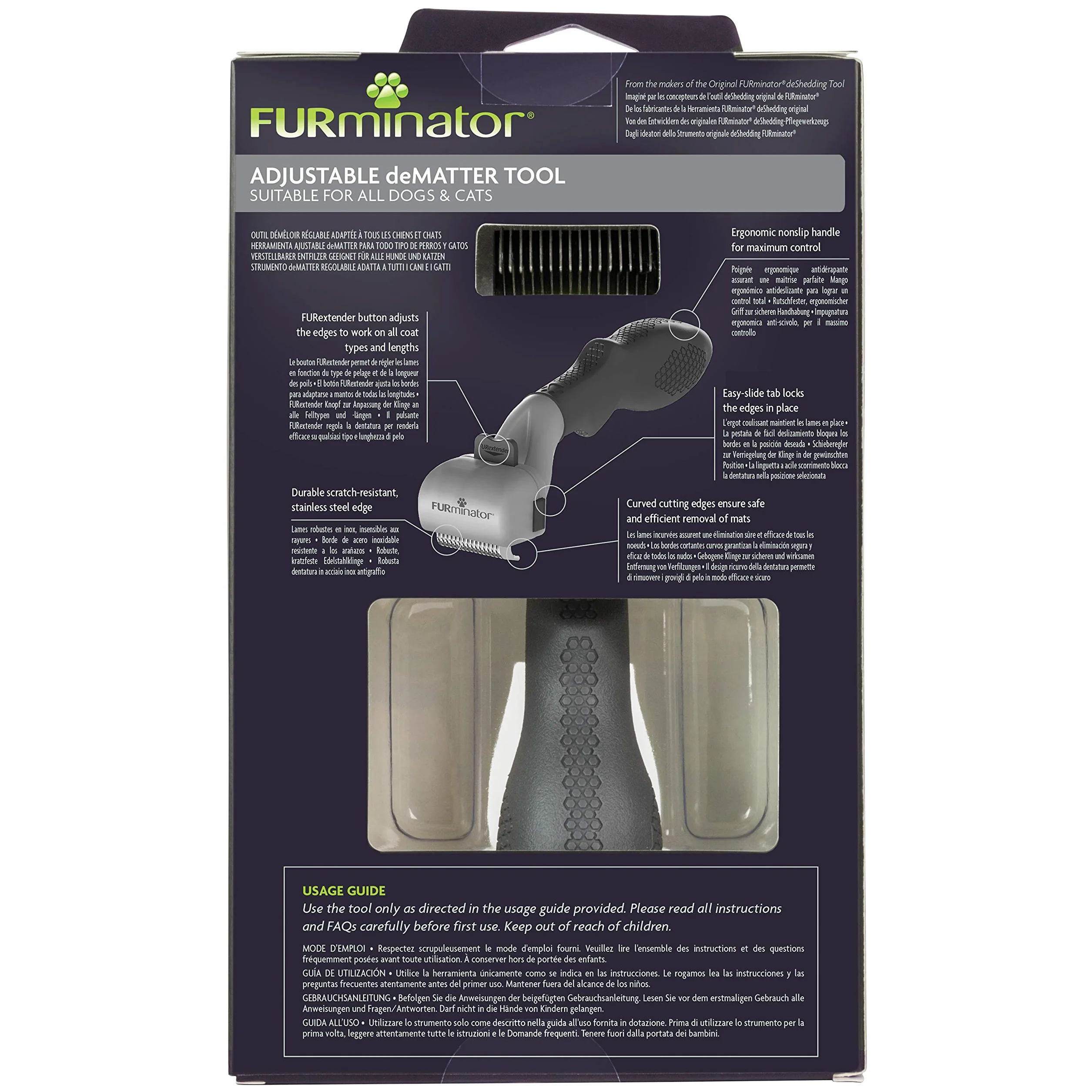 Furminator 141617 Grzebień dla Psów i Kotów, Szary