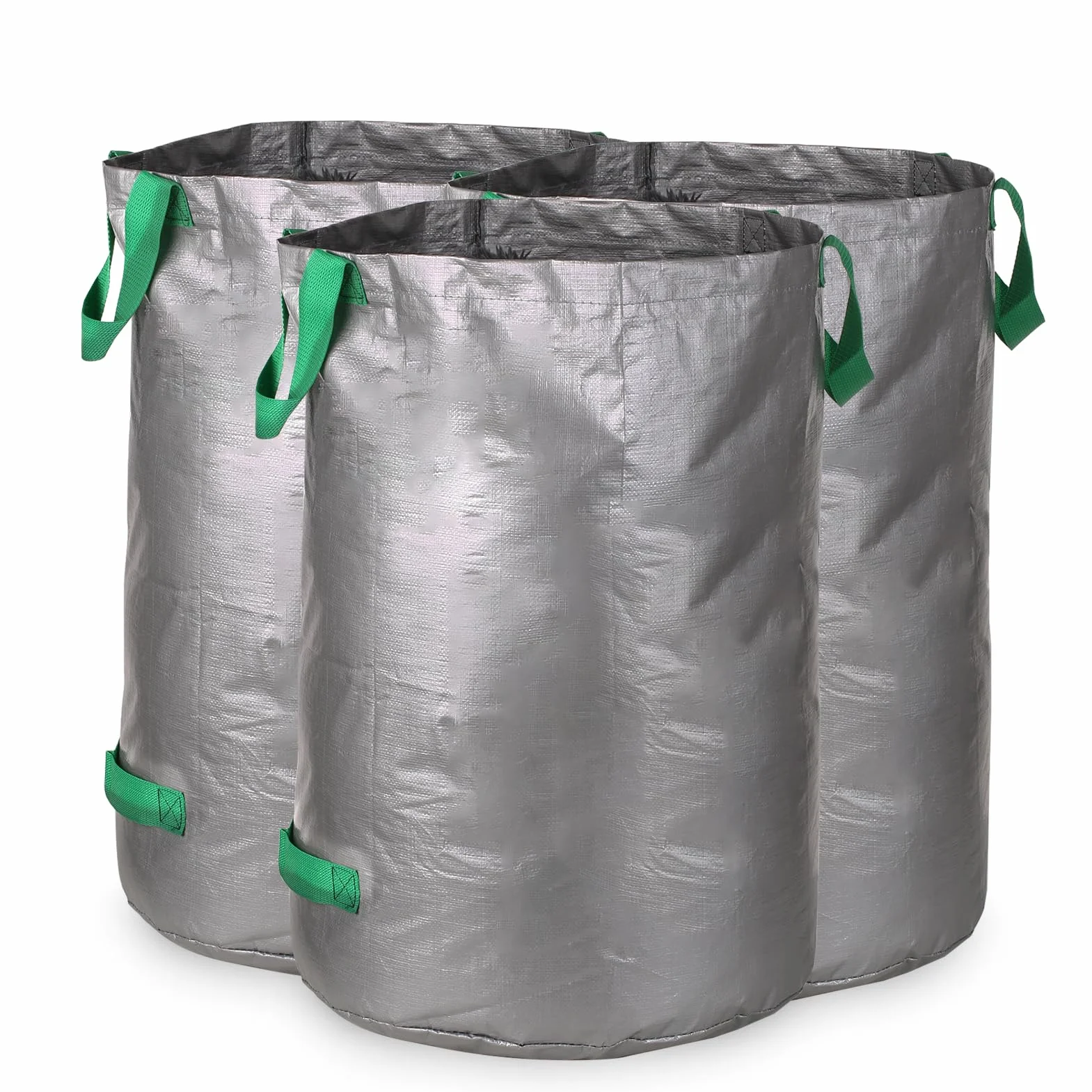 Gecheer 3 sztuki worków na odpady ogrodowe, 100 l, wielokrotnego użytku, worki na odpady ogrodowe, worki na odpady na podwórko, do recyklingu, stojący, na liście, śmieci, rośliny, basen, krajobraz,