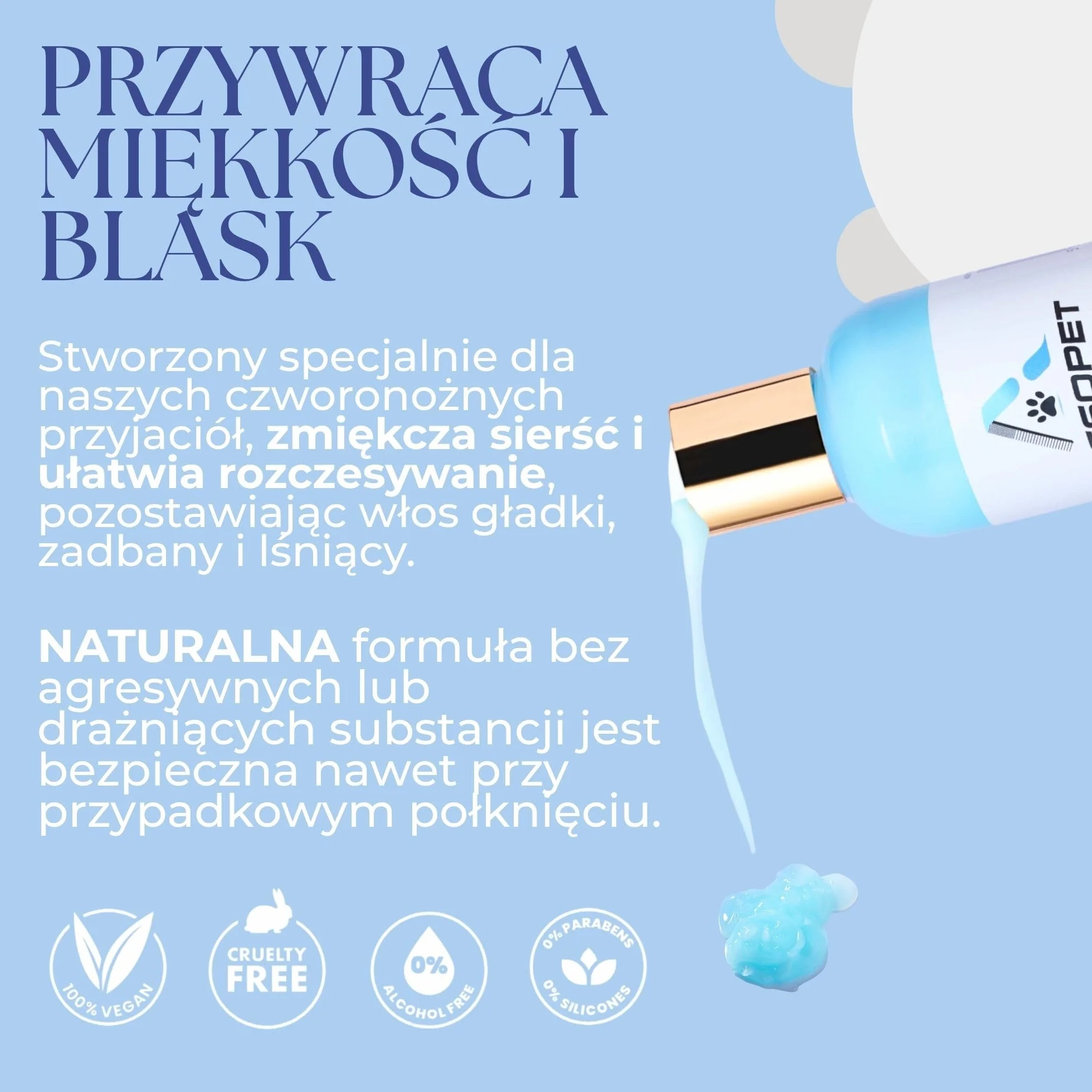 Odżywka dla Psów 250ml – ASSOPET – Naturalna Odżywka z Bio Olejem Arganowym i Bio Aloesem – Zmiękczająca, Rozplątująca i Nabłyszczająca – Bezpieczna, Delikatna, Wegańska, Made in Italy