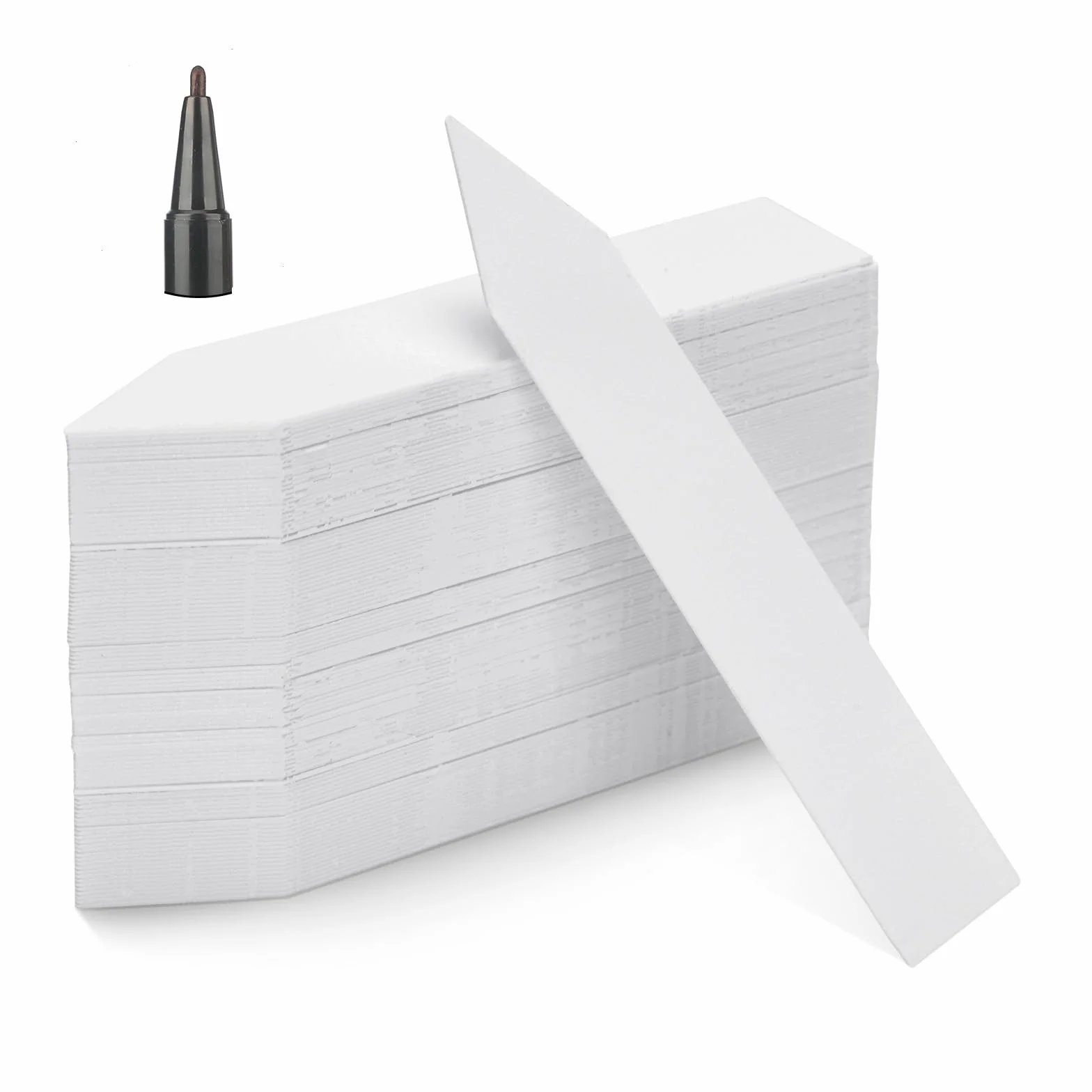 KINGLAKE 100 Piezas de marcadores de Etiquetas de Plantas Blancas, Etiquetas de jardín de Plantas de plástico Blanco de 10x2 cm, marcadores de Hierbas de jardín de vivero
