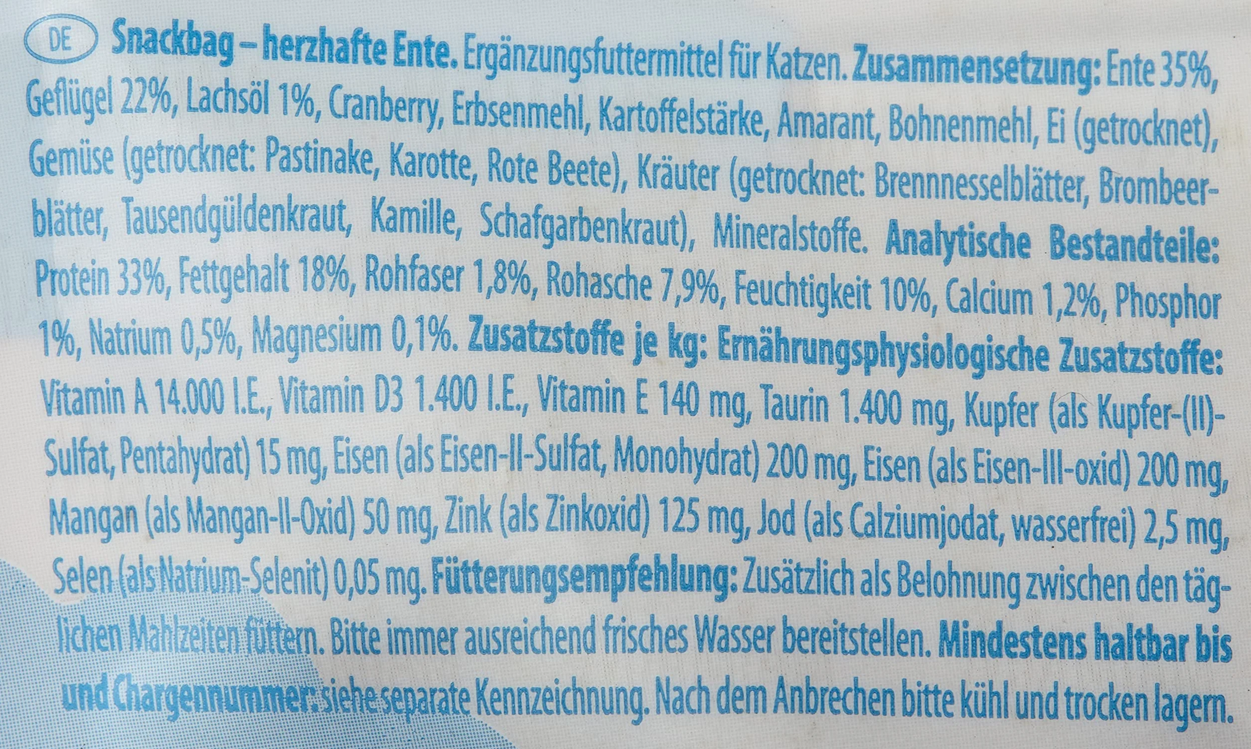 MjAMjAM Premium przekąska dla kota Snackbag obfita kaczka 125g naturalny