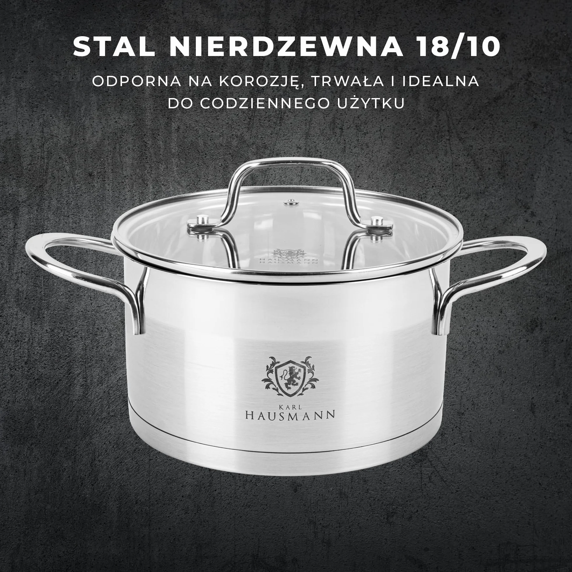 KARL HAUSMANN Mały Garnek ze Stali Nierdzewnej 18/10-1.9L - Ø 16 cm - ze Szklaną Pokrywką - do Gotowania Zupy, Sosów, Makaronu - Kompatybilny ze Wszystkimi Rodzajami Kuchenek, w tym Indukcją